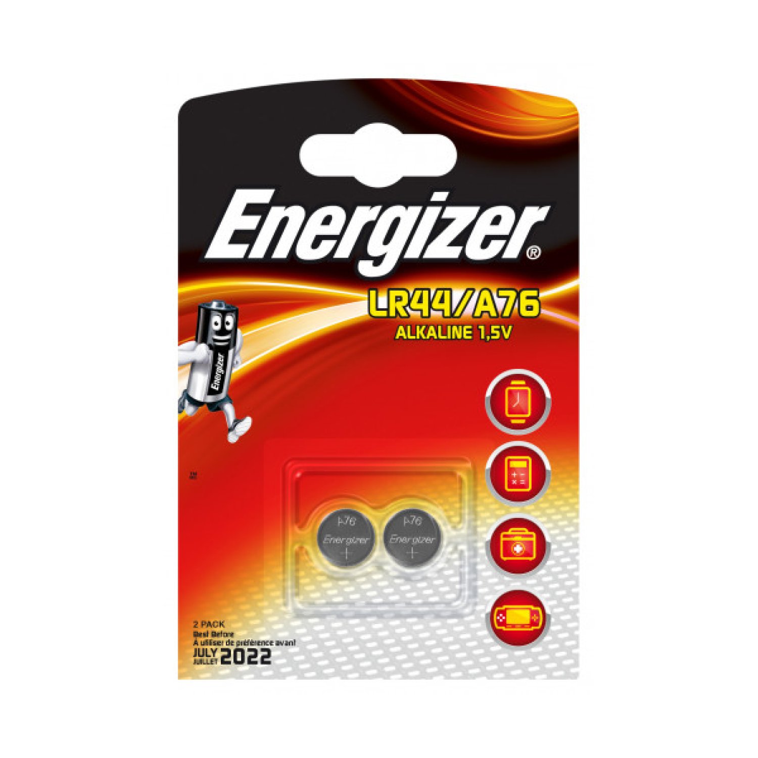 Energizer · Pilas de Botón A76/LR44 · Pack 2 Unidades