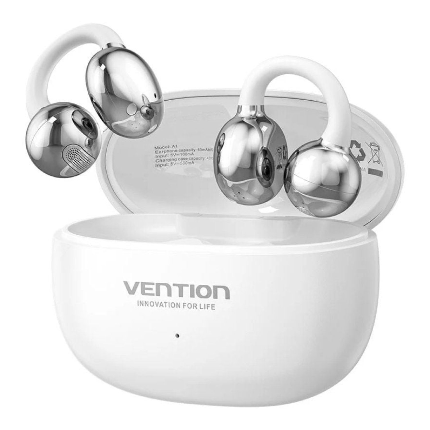 Vention Echo Clip A11 Pro · Auriculares Bluetooth · 6h Autonomía · Estuche Carga · Blancos