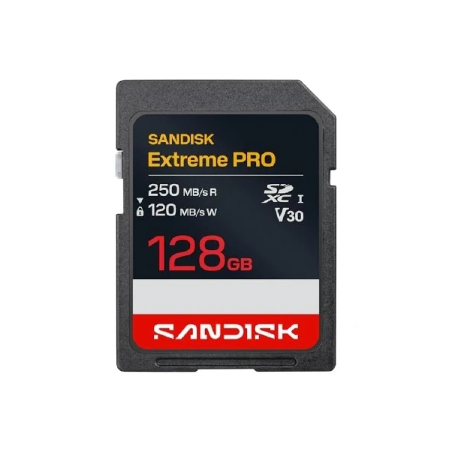 SanDisk Extreme Pro · Tarjeta SD UHS-I · 128GB · 250MB/s lectura · 120MB/s escritura