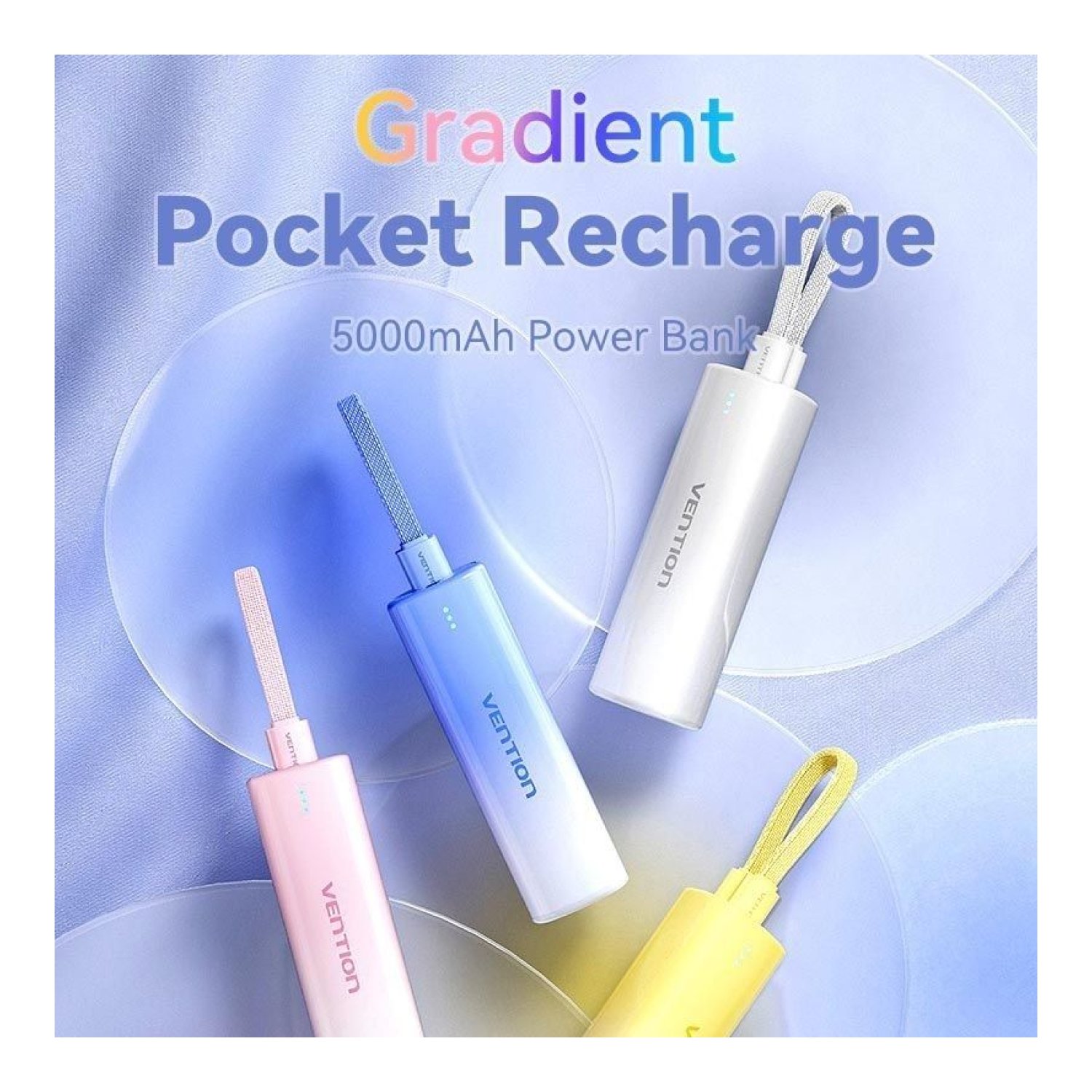 Vention Powerbank · 5000mAh · 20W · Gris · USB Tipo-C y Lightning