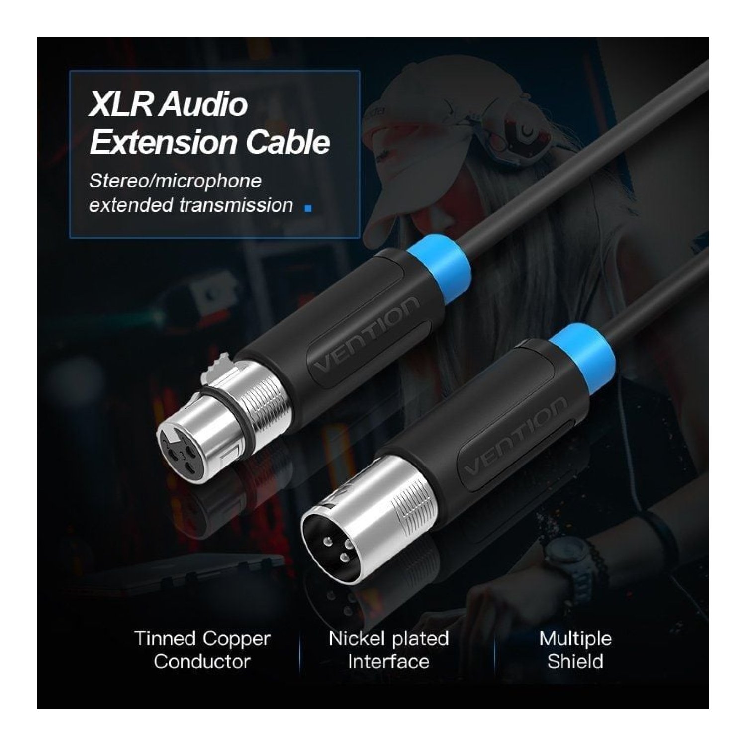 Vention Cable Estéreo XLR Macho-Hembra · 5m · Negro