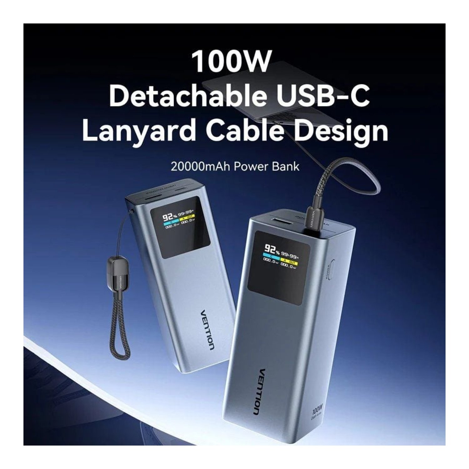 Vention Powerbank 20000mAh · 100W · USB Tipo-C · Gris