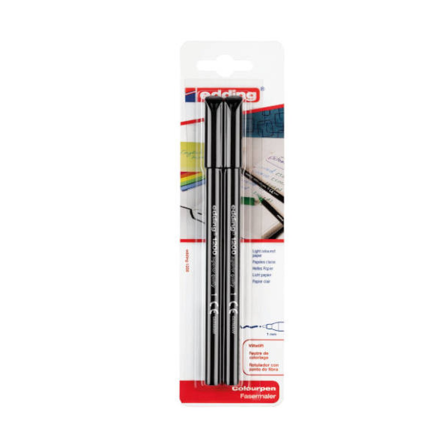 Edding E-1200 · Rotuladores Permanentes · Pack 2 Unidades · Negro · Punta 1,5-3mm