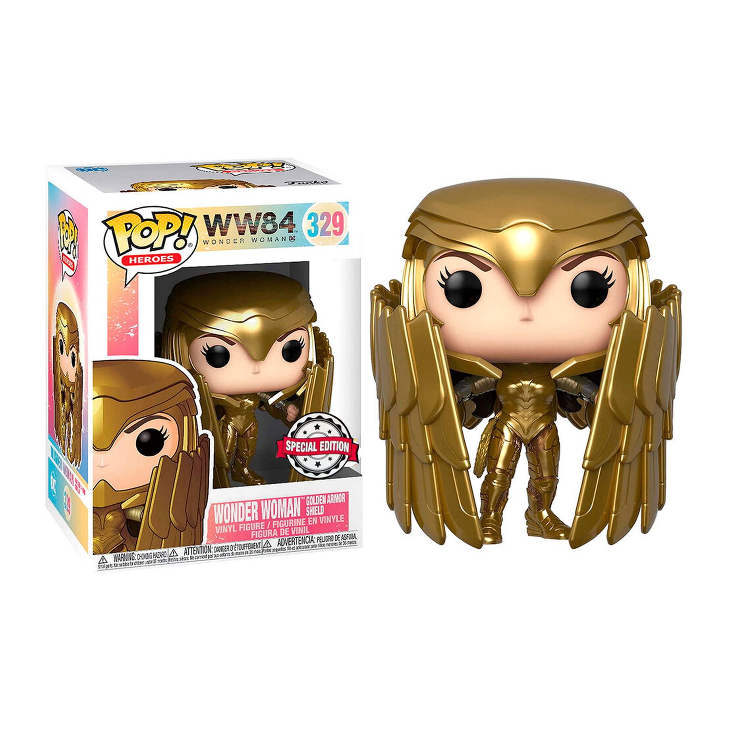 Figura POP DC Comics Wonder Woman 84 - Wonder Woman Gold Shield Metallic Exclusive