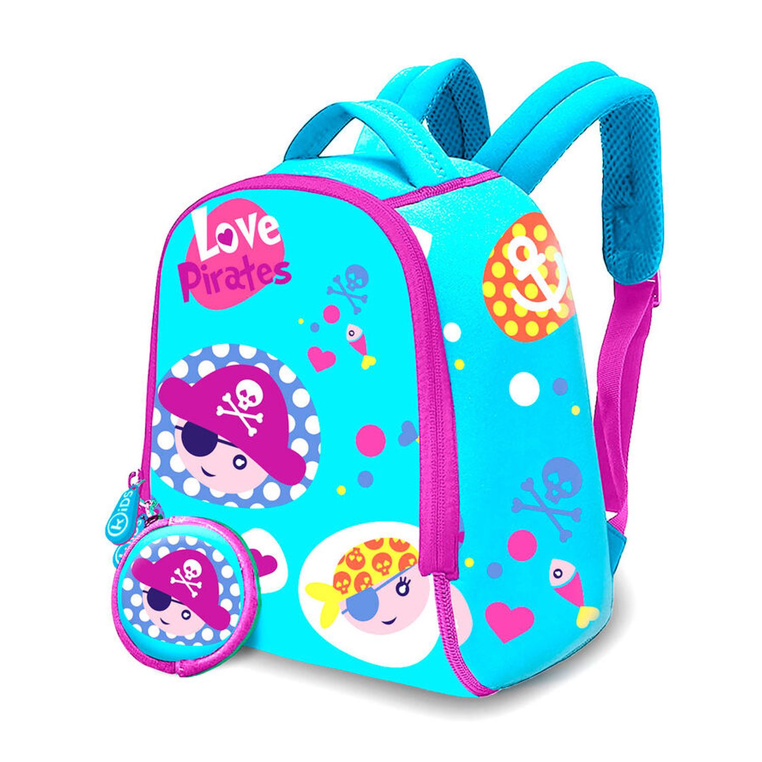Mochila + monedero Love Pirates neopreno 25cm
