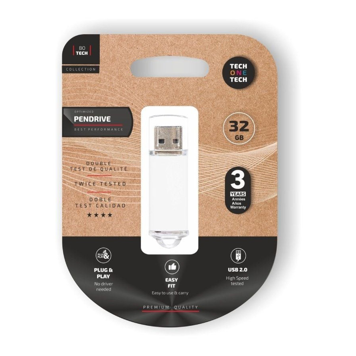 Pendrive 32GB Tech One Tech Basic USB 2.0/ Blanco