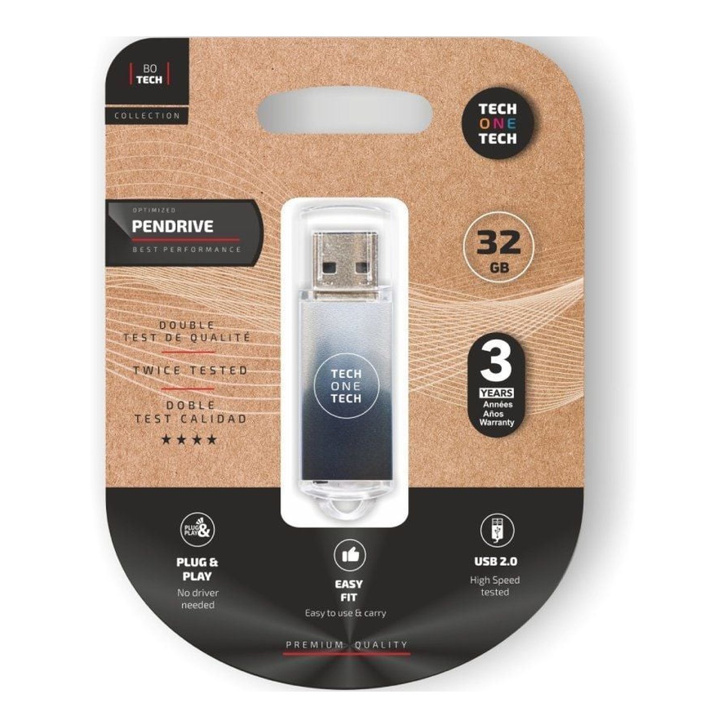 Pendrive 32GB Tech One Tech Be B&W USB 2.0/ Blanco y Negro Degradado