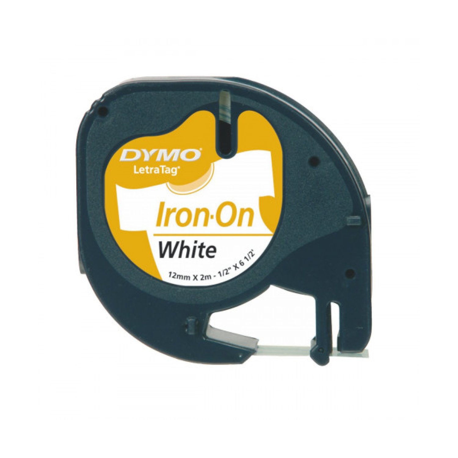Dymo Letratag · Cinta Rotuladora Ropa · 12mm x 2m · Negro/Blanco