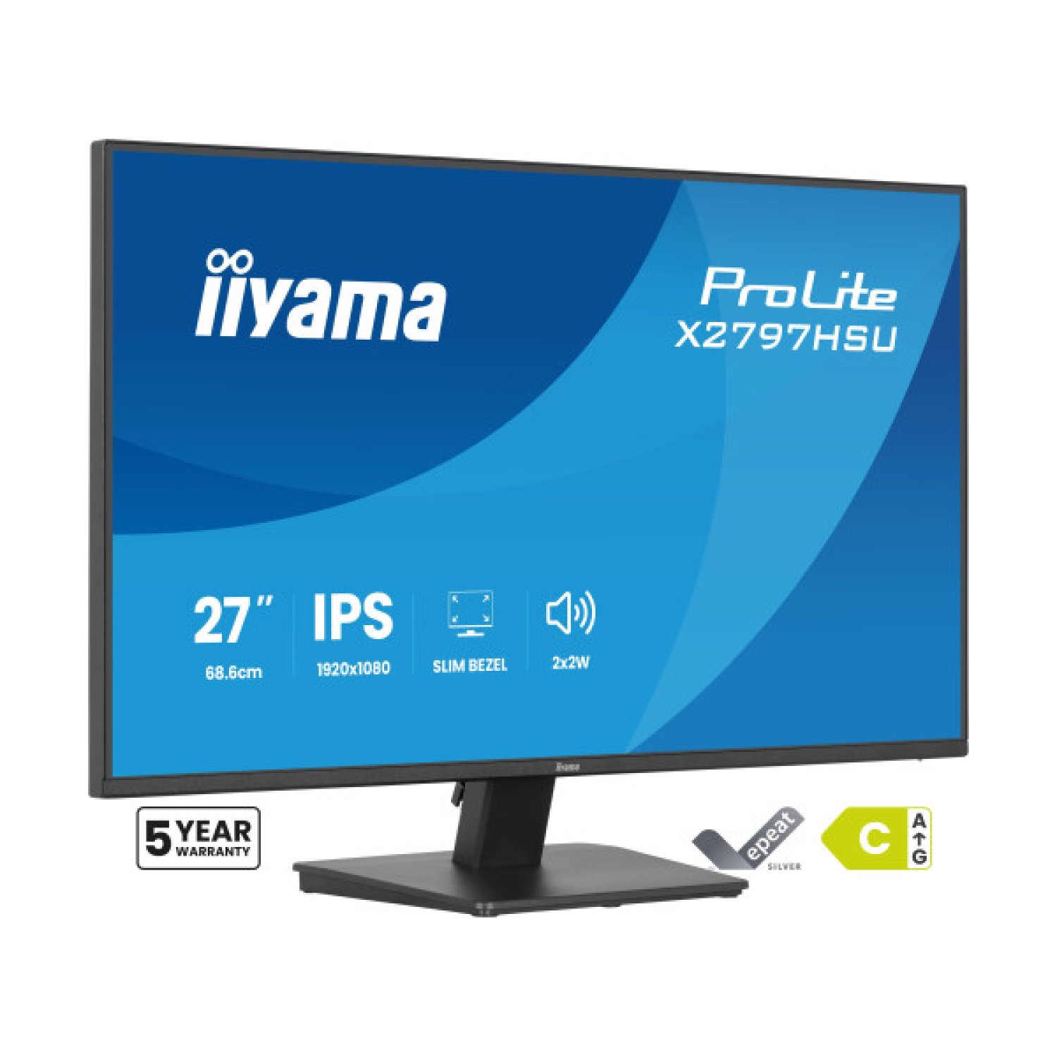 Iiyama Monitor · 27" Full HD · 1920x1080 · Panel IPS · HDMI · DisplayPort · USB