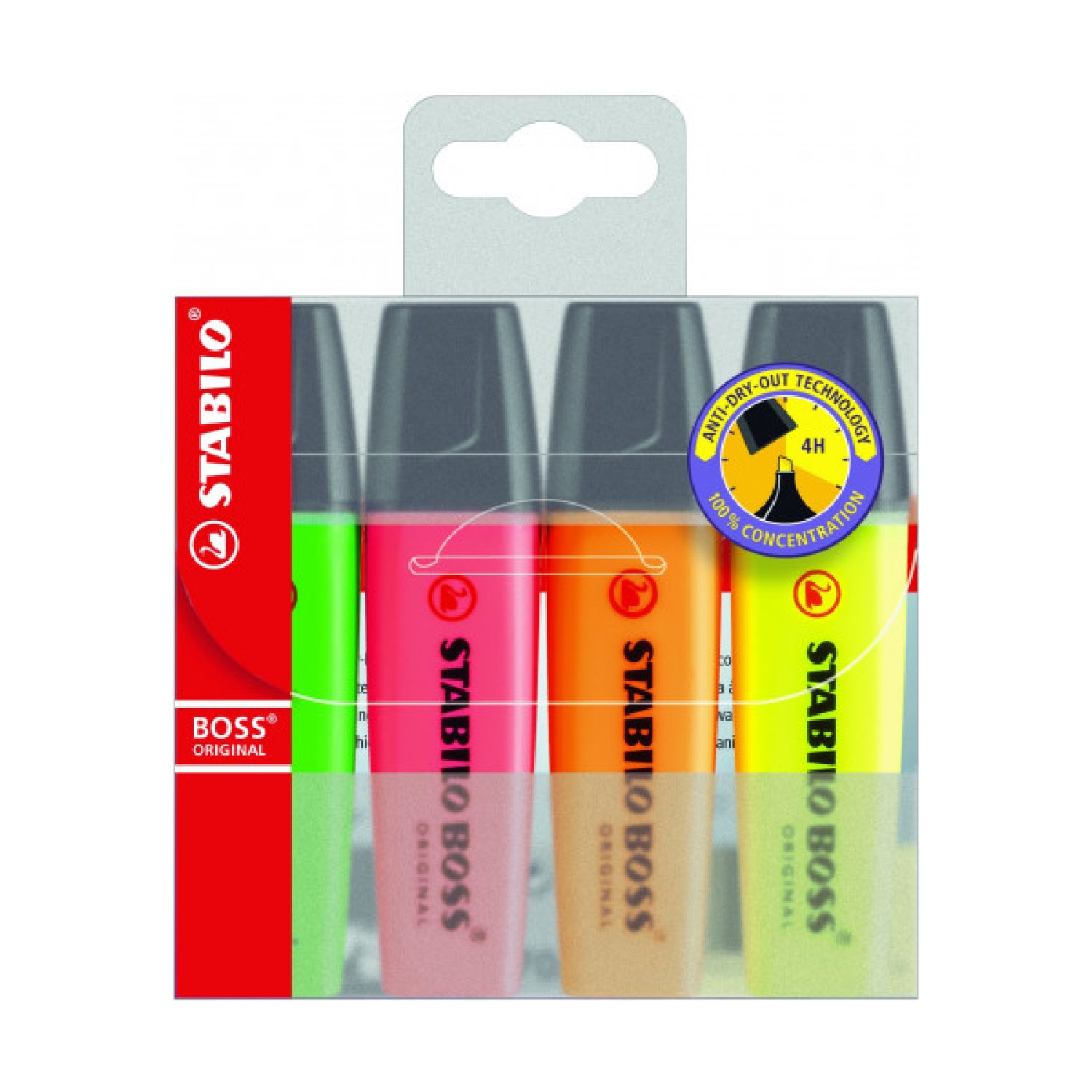 Stabilo Boss · 4 Marcadores Fluorescentes · Trazo 2/5mm · Surtidos