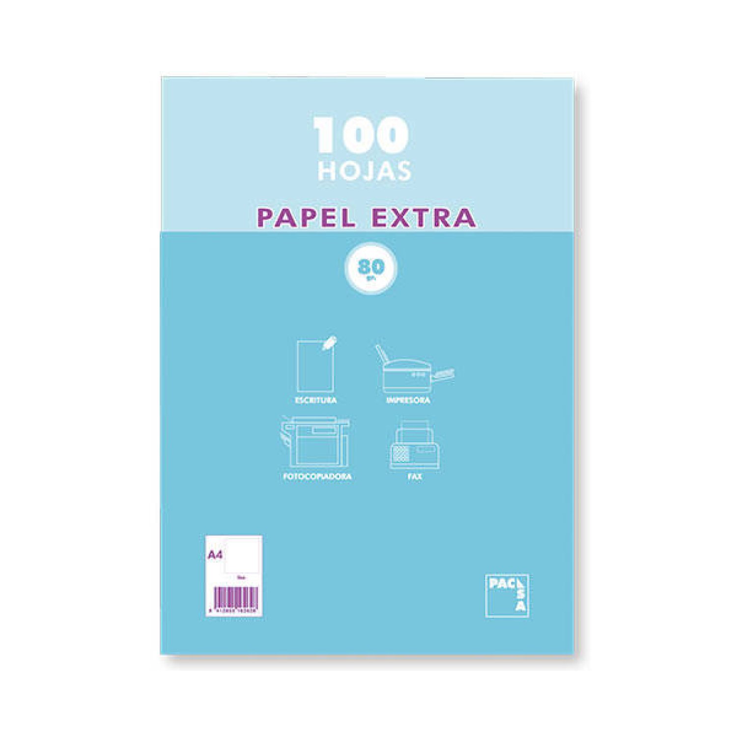 Pacsa · Papel A4 Satinado Blanco · 100 Hojas · 80 gr · Acabado Liso