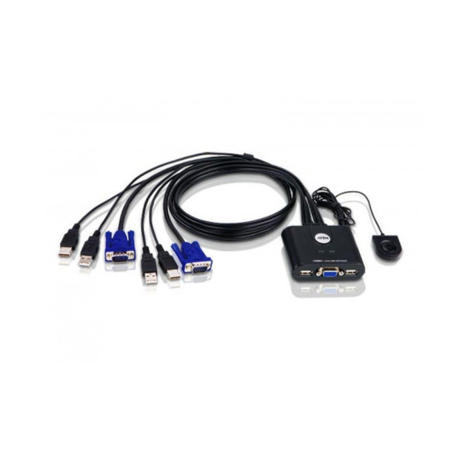 Aten KVM Switch · 2 Puertos · VGA USB · Control Remoto
