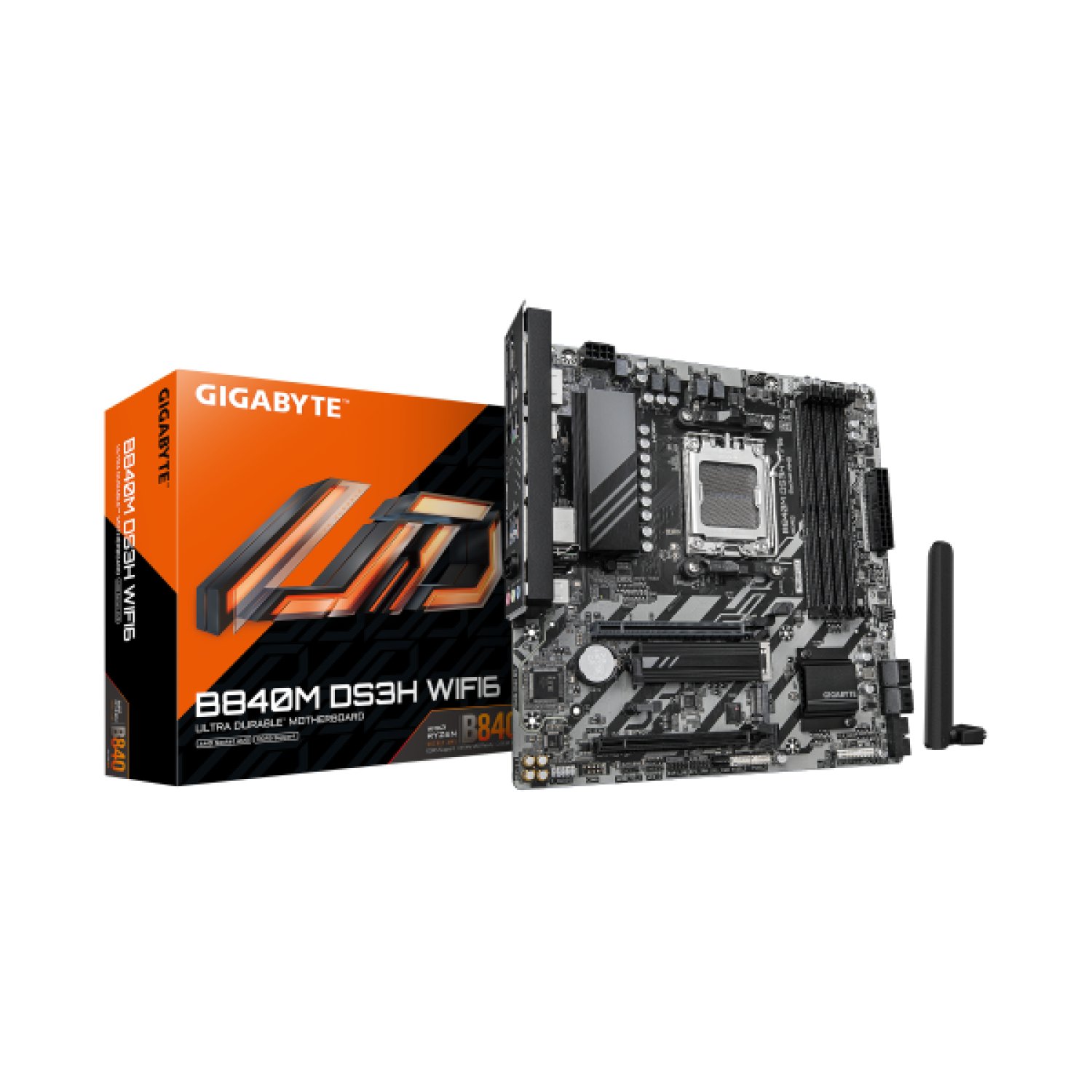Gigabyte B840M DS3H · Placa Base AM5 · 4 DDR5 · WiFi 6 + Bluetooth 5.3 · 2.5Gb Ethernet