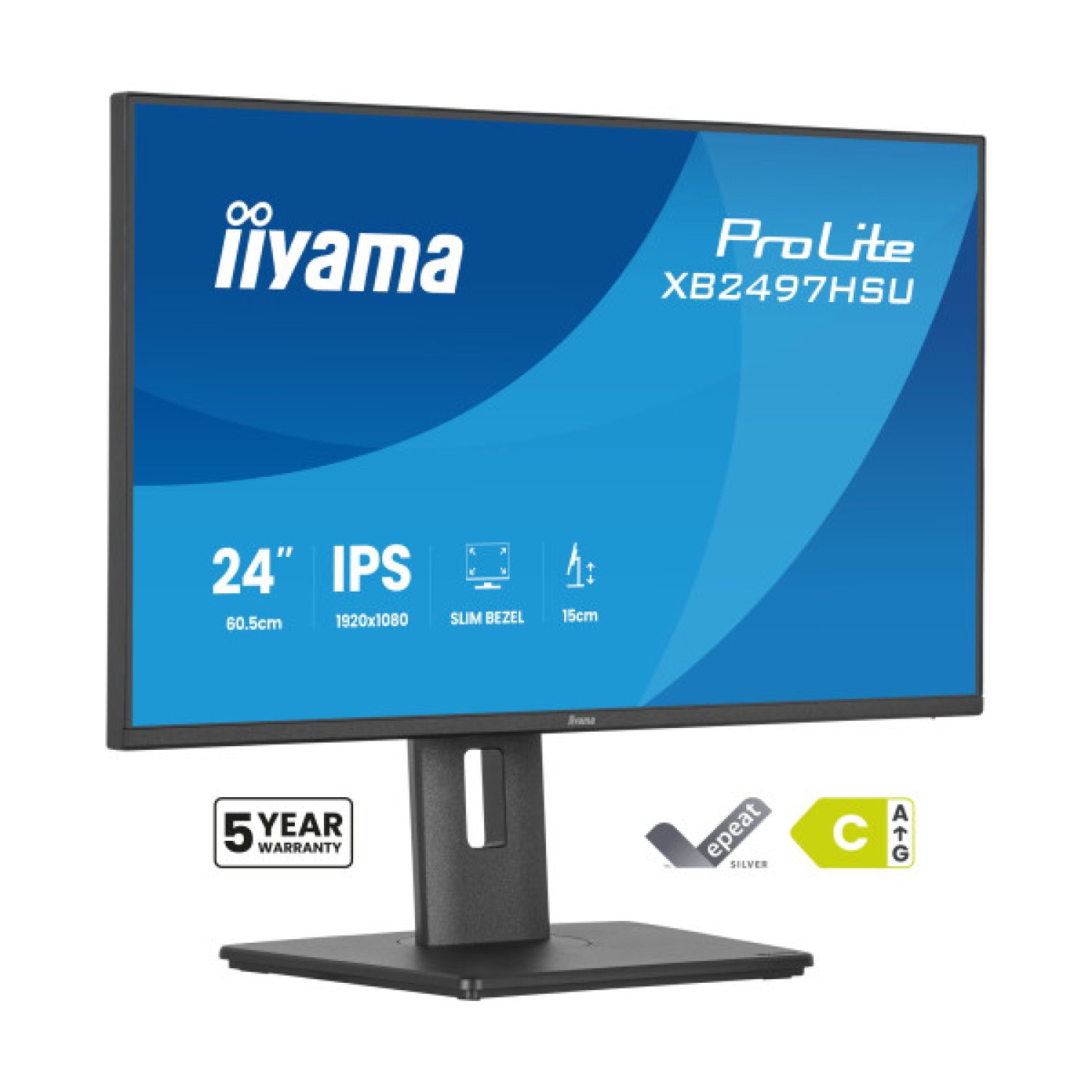Iiyama Monitor · 23,8" Full HD · 1920x1080 · Panel IPS · HDMI · DisplayPort · USB