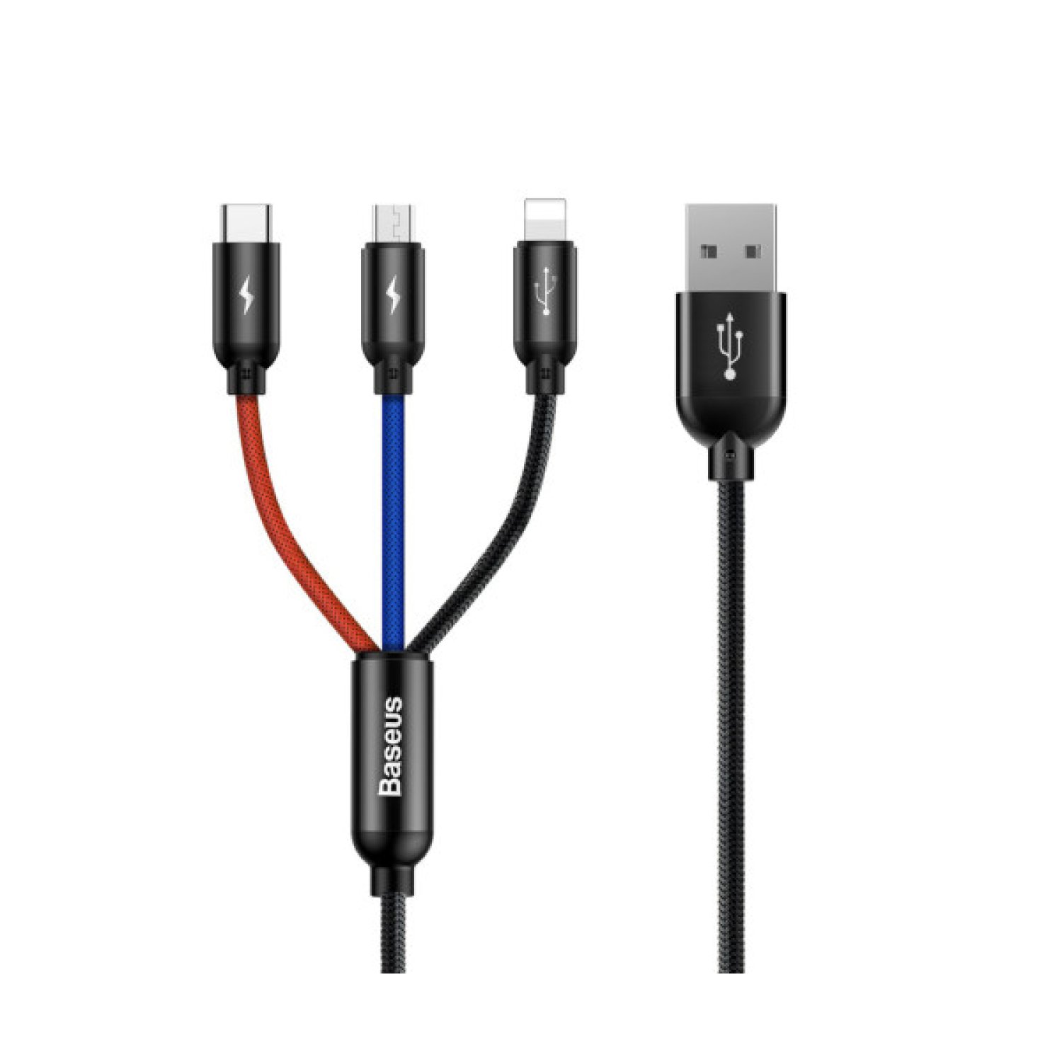 Baseus Cable 3 en 1 · USB-C/Micro/Lightning · 3,5A · 1,2m · Negro