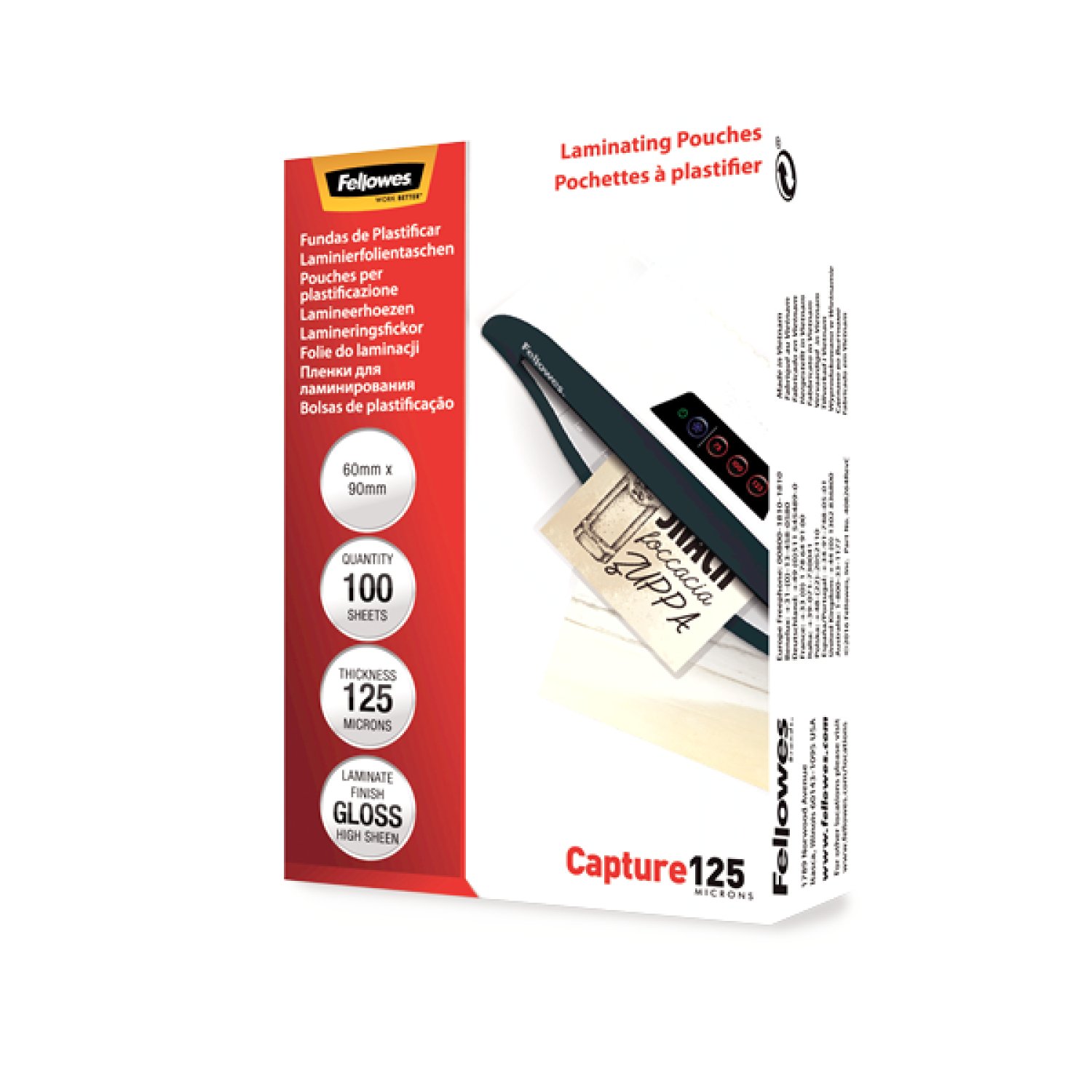 Fellowes · Pack 100 Bolsas Plastificación · 60x90cm · 125 micras