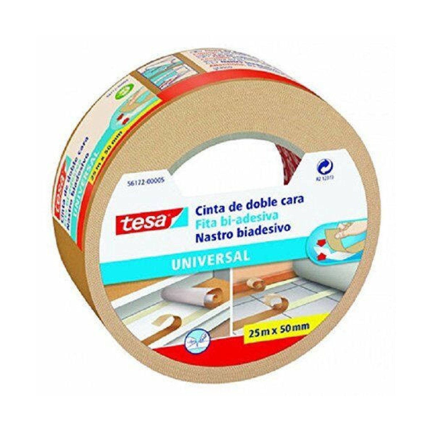 TESA · Cinta Adhesiva Doble Cara · 50mm x 25m · Moquetas