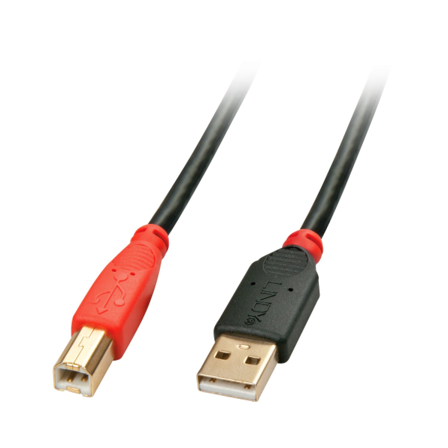 Lindy · Cable USB 2.0 · 15 m · USB A a USB B · Negro/Rojo