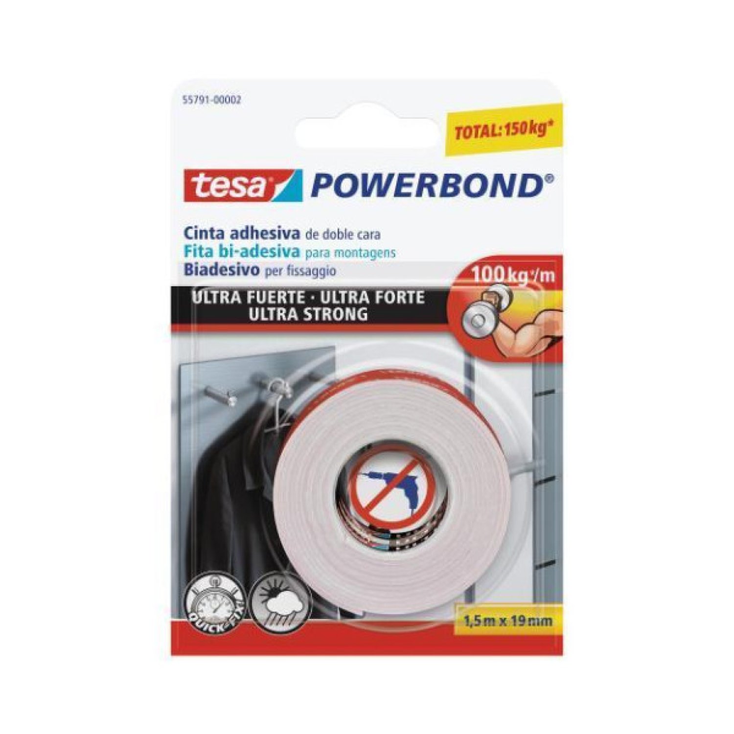 Tesa Powerbond Ultra Strong · Cinta Adhesiva · 1,5 m