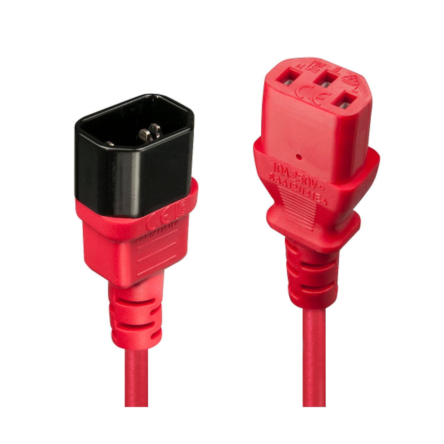 Lindy · Cable de Alimentación C14-C13 · 0,5m · Negro/Rojo