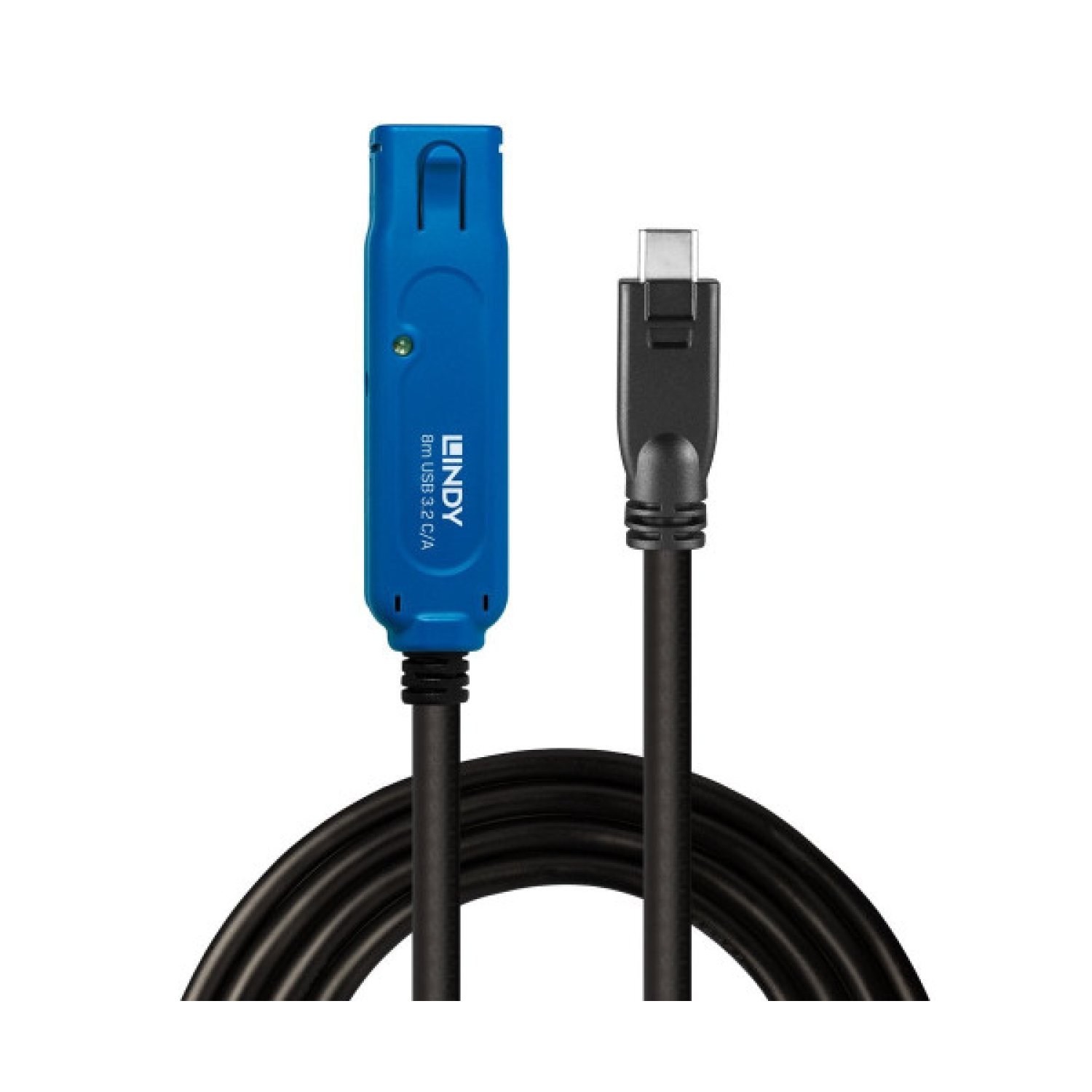 Lindy · Cable USB 3.2 Gen 1 · USB-C a USB-A · 8m · Negro/Azul