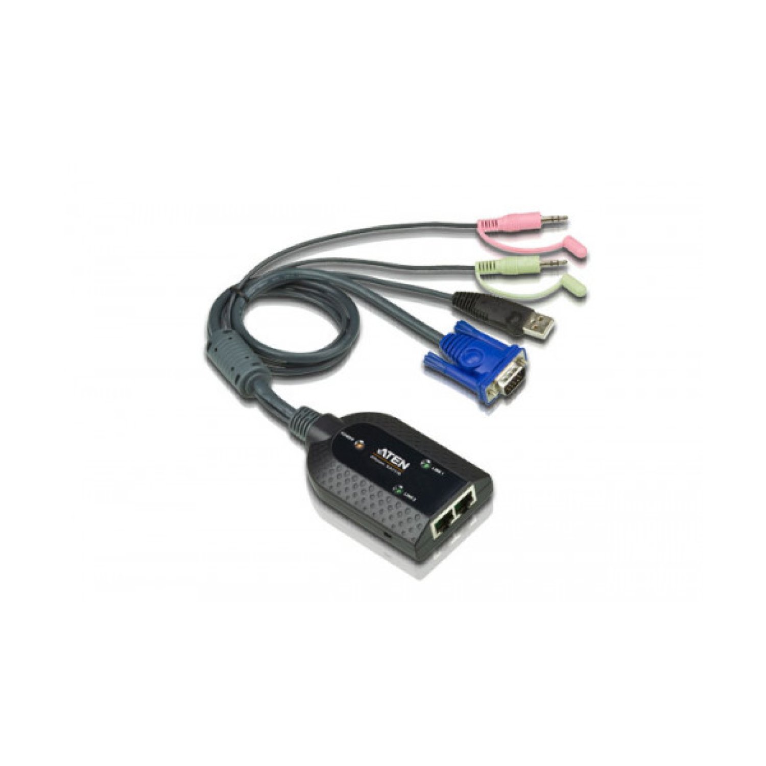 ATEN Adaptador KVM · VGA + Audio + USB · Virtual Media · Salida Dual