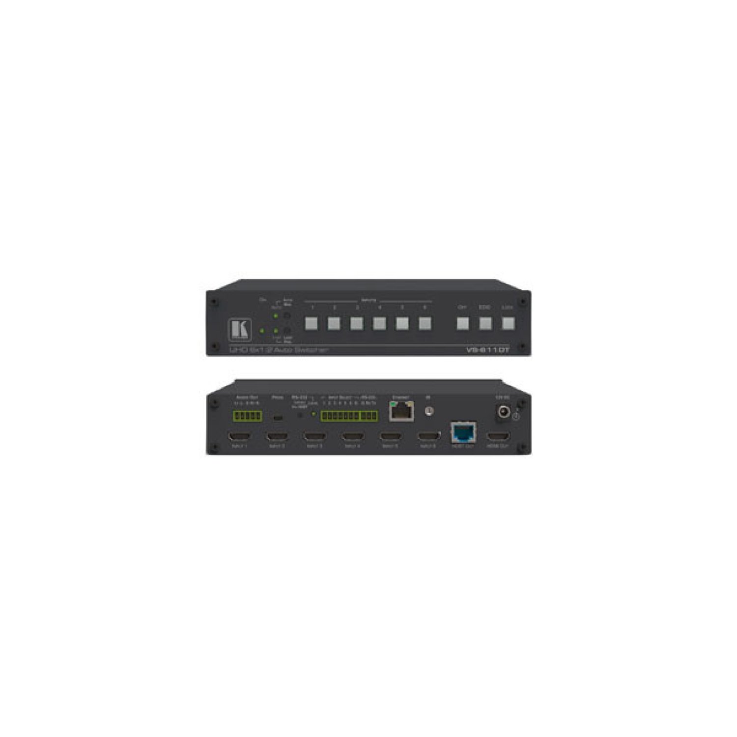 Kramer VS-611DT · Selector HDMI 6x1:2 · 4K60 · HDBaseT · PoE