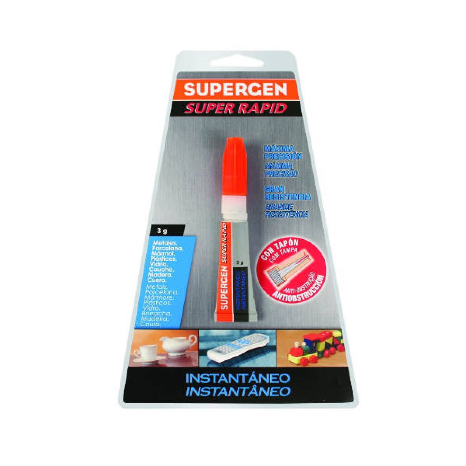 Supergen Adhesivo Instantáneo Superrapid · Transparente · 3gr · Tubo
