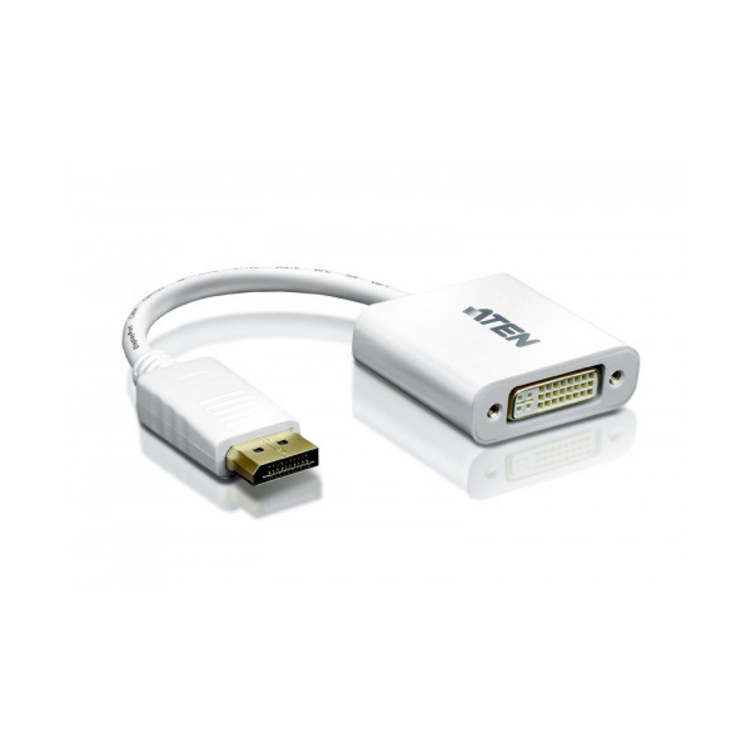 Aten · Adaptador DisplayPort a DVI-I · DisplayPort Macho · DVI-I Hembra · Blanco