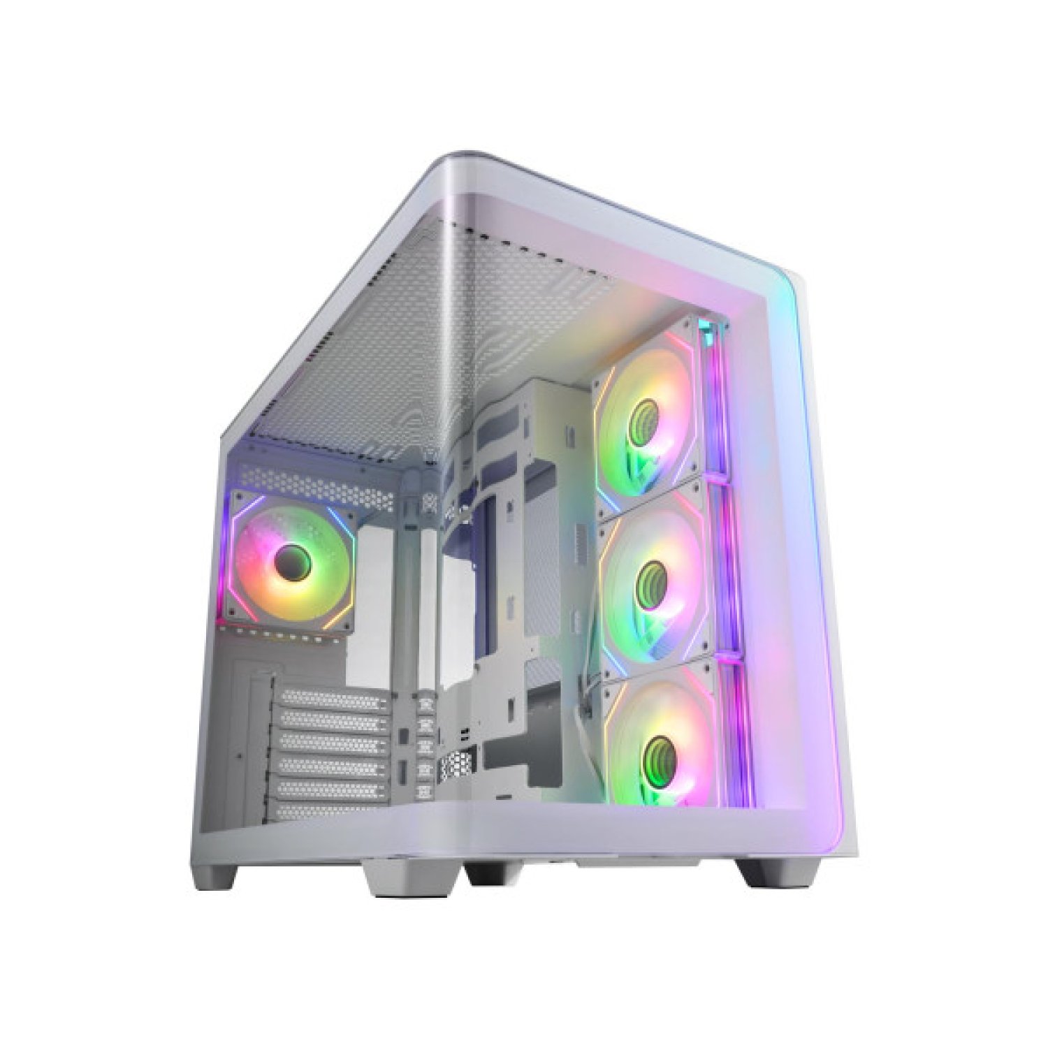 FSP M580-WA · Caja ATX Mid Tower · USB 3.0 · Type-C · 3 Ventiladores ARGB · Blanca