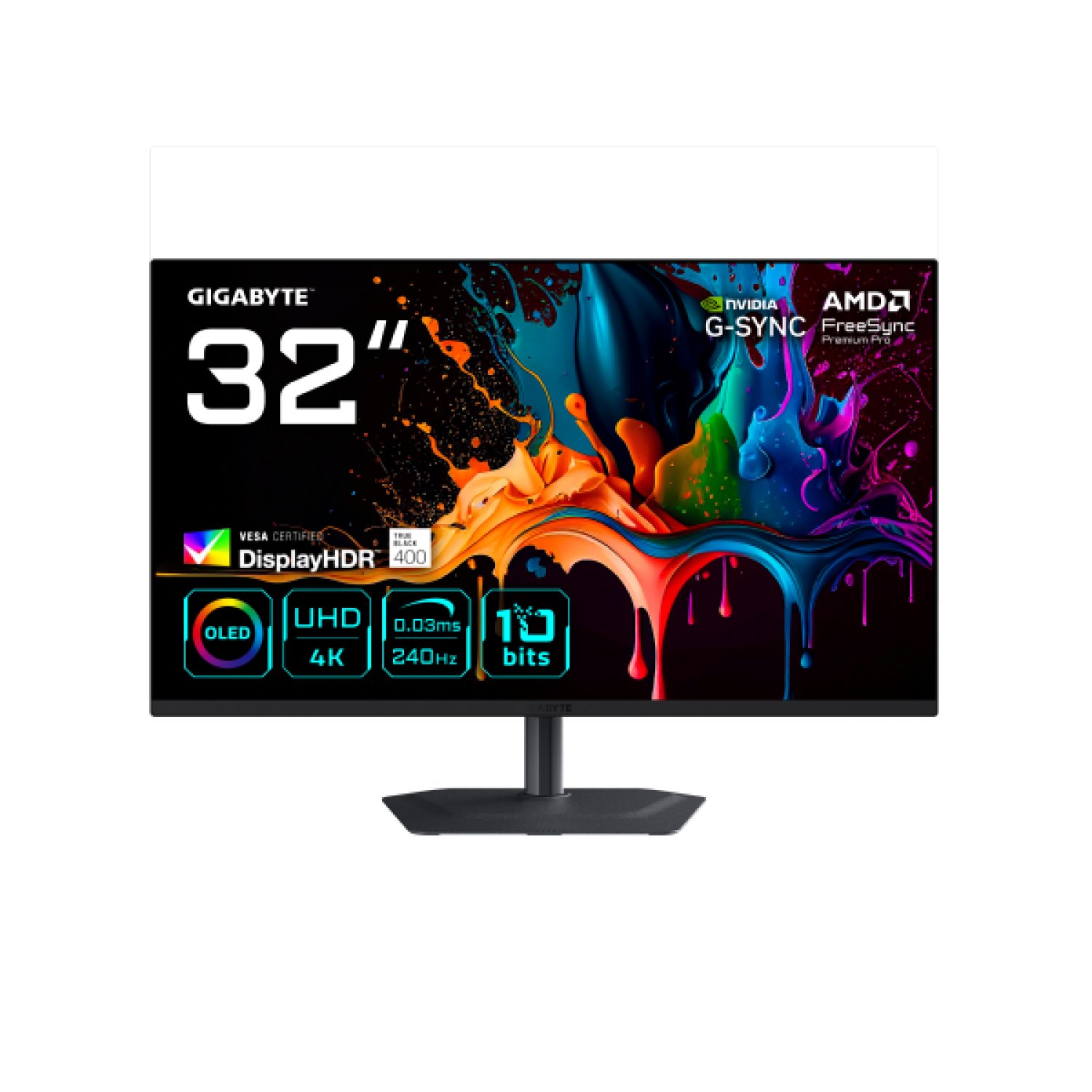 Gigabyte MO32U2 · 32" OLED 4K · 3840x2160 · 165Hz · 0,03ms · HDMI · DisplayPort · USB-C