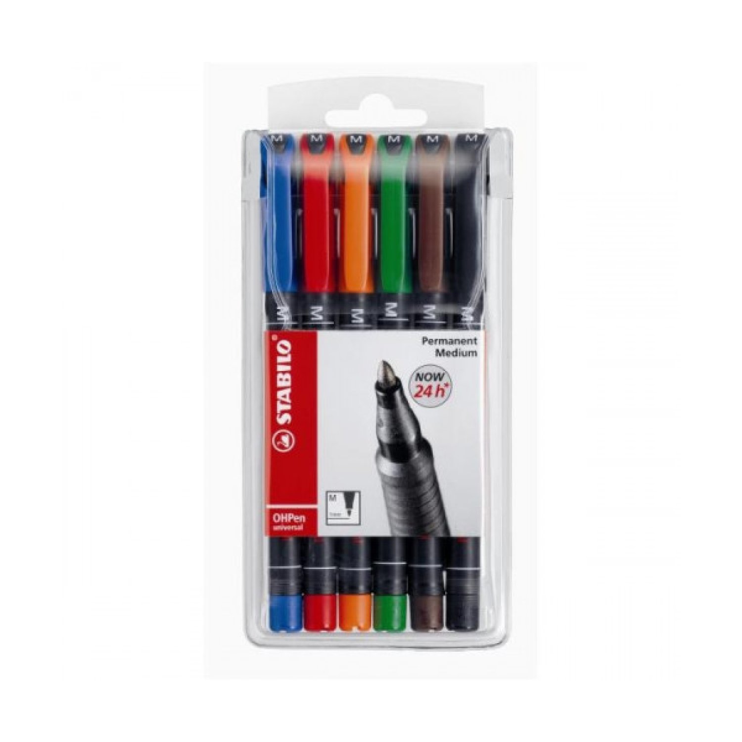 Stabilo Ohpen Universal · 6 Marcadores Permanentes · Punta Media 1mm · Surtido