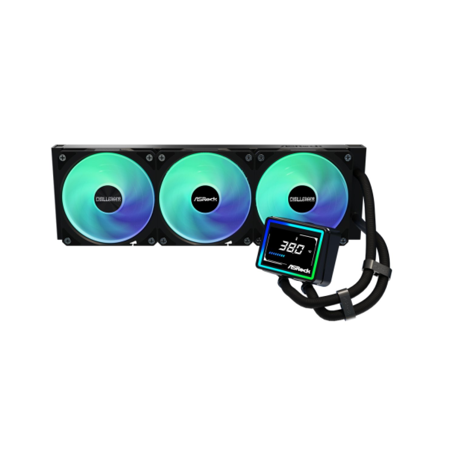 Asrock Challenger 360 Digital · Refrigeración Líquida · 3x120mm · ARGB · LCD · Soportes 1851/1700/AM5/AM4