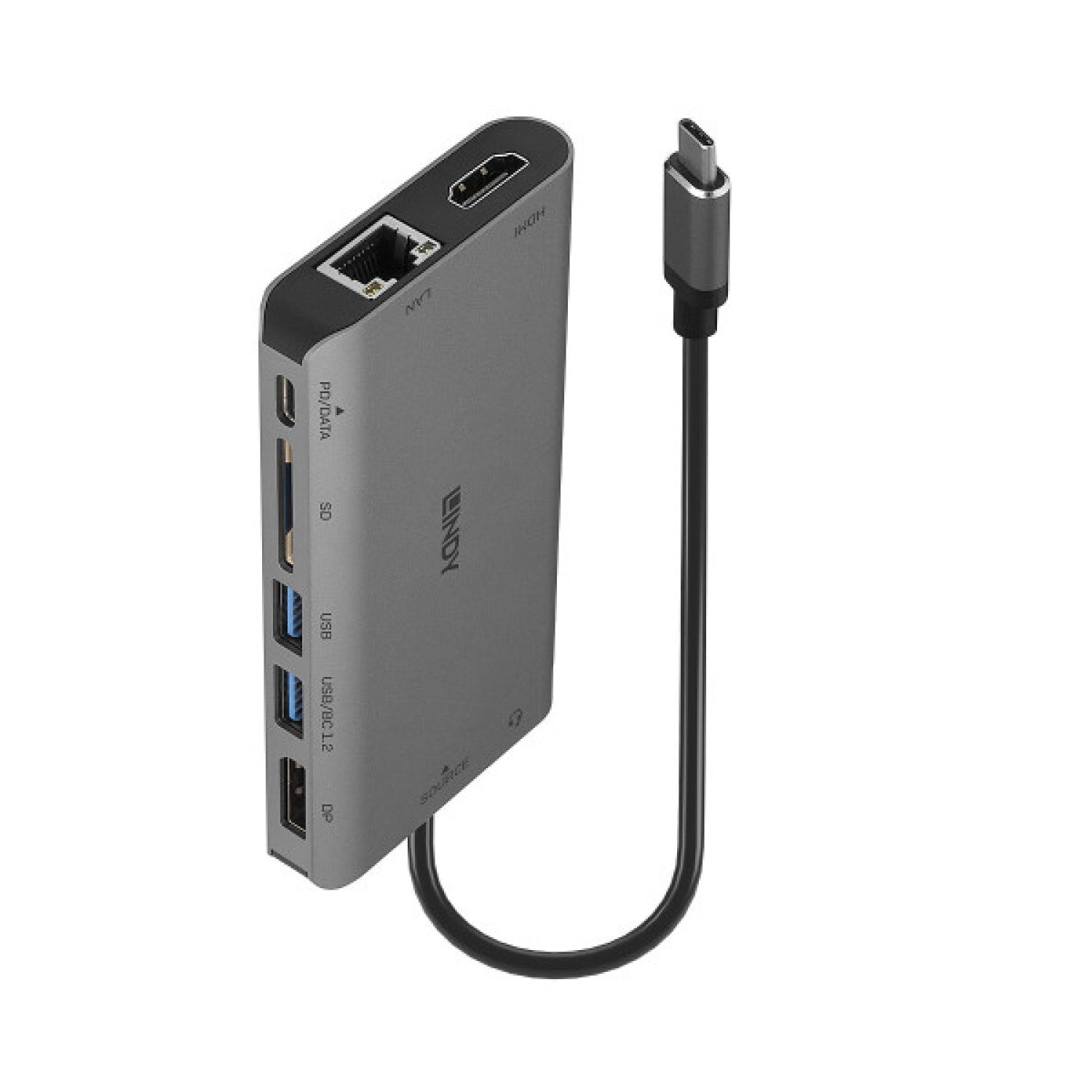 Lindy · Base + Replicador de Puertos · USB 3.2 Gen 1 Type-C · Negro/Gris