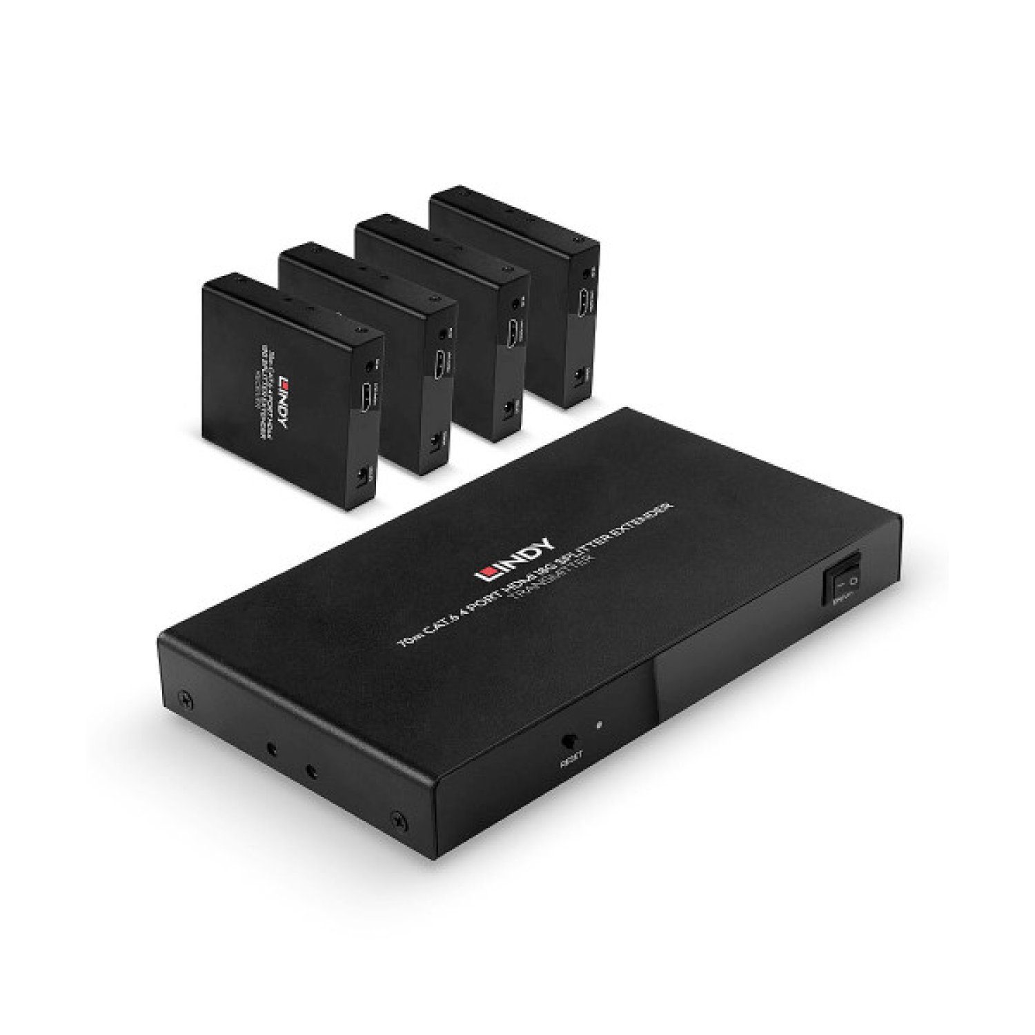Lindy · Extensor Audio/Vídeo · Transmisor y Receptor · Señal AV · Negro
