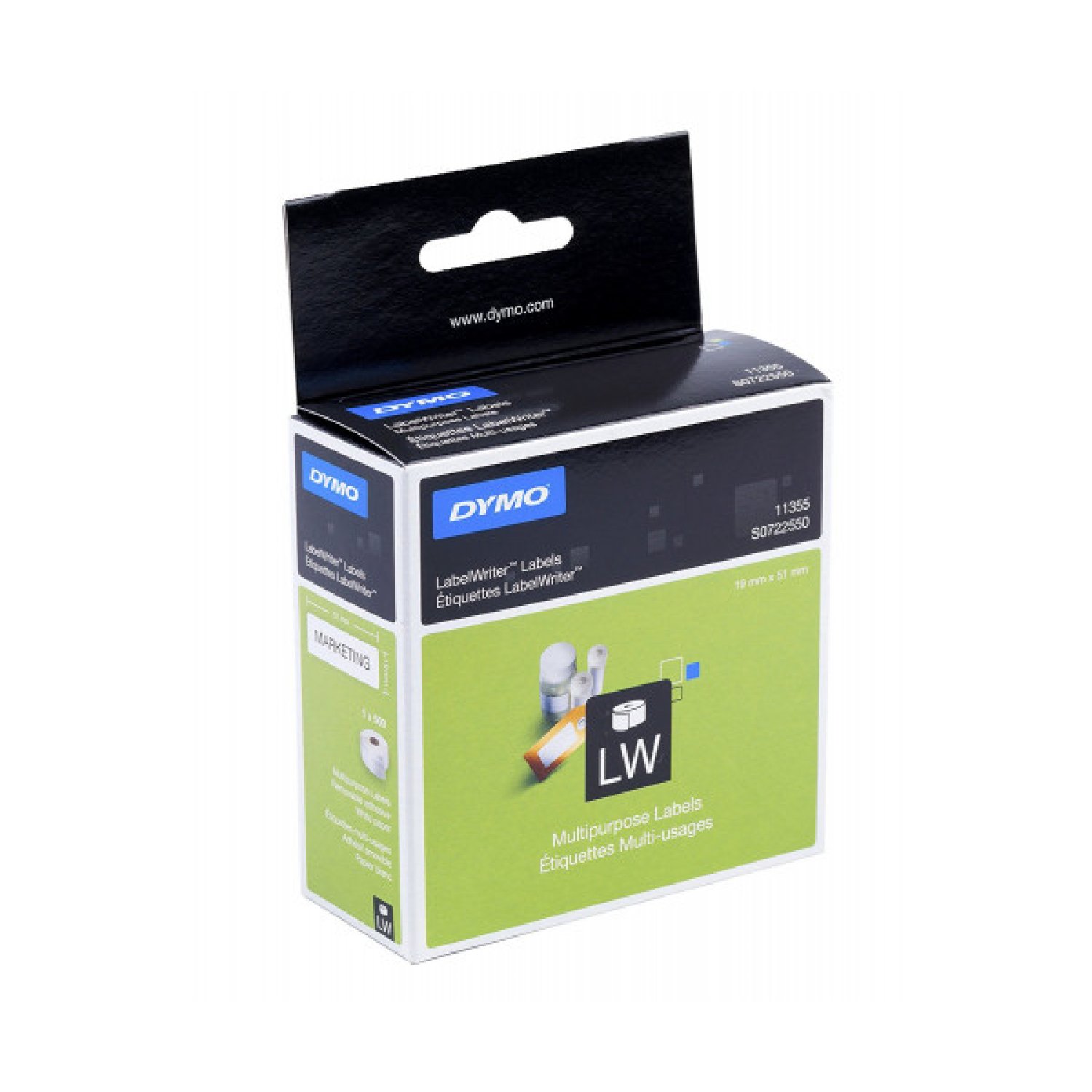 Dymo LabelWriter · Rollo Etiquetas · 19x51mm · Blanco · 500 Etiquetas