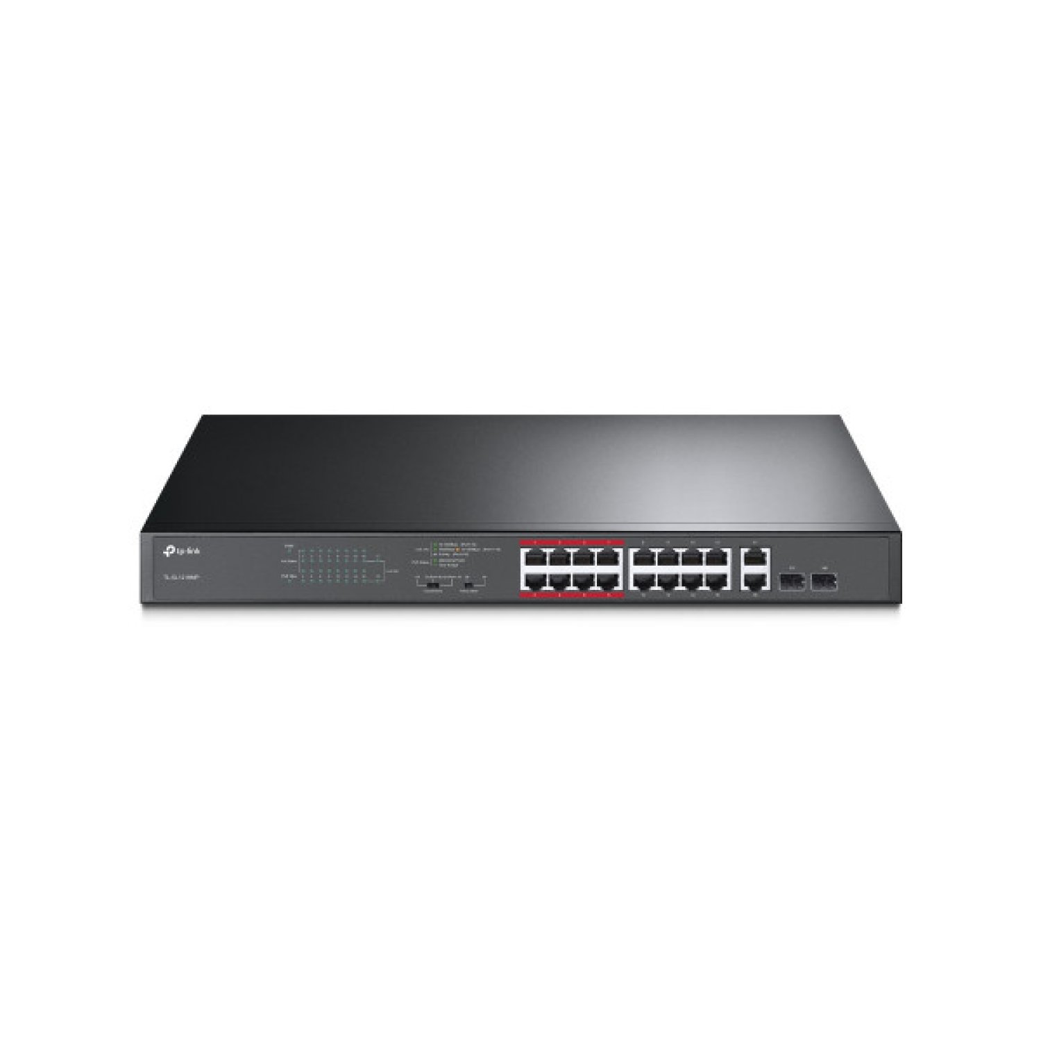 TP-Link TL-SL1218MP · Switch No Administrado · 16 Puertos Gigabit · PoE · Negro