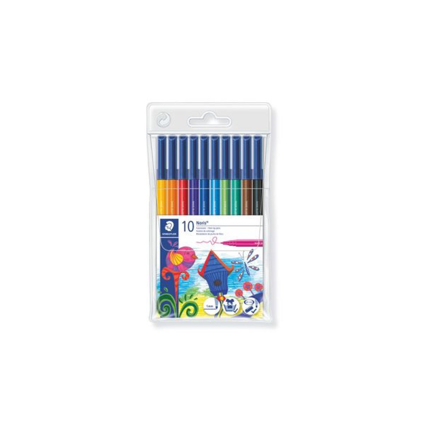 Staedtler Noris Club · Estuche 10 Rotuladores · Punta Fibra Simétrica · Surtidos