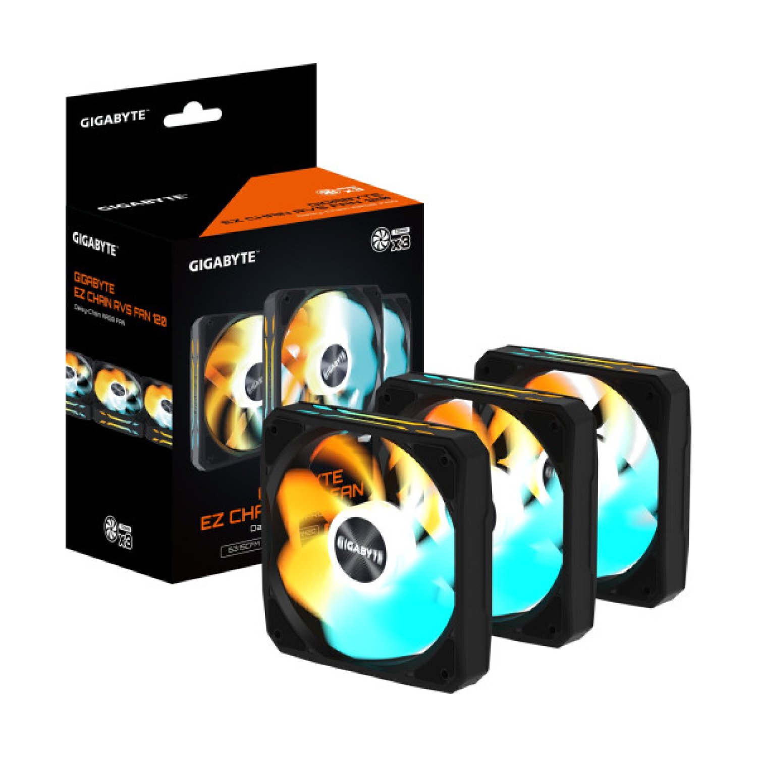 Gigabyte GP-GBT EZRVSFAN1203 · Ventilador Caja · 3x120mm · Pack 3 · Negro
