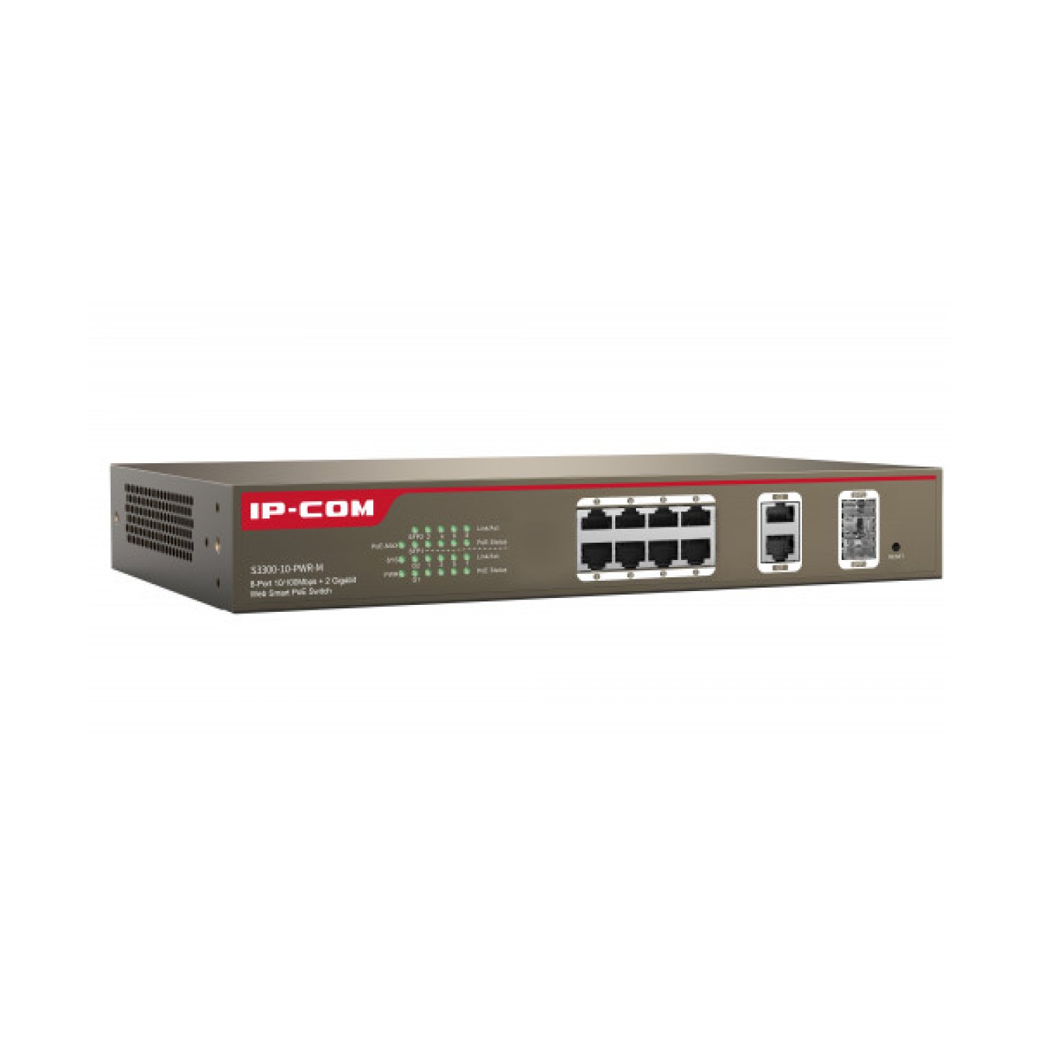 IP-COM S3300-10-PWR-M · Switch Gestionado L2 · 10 Puertos Fast Ethernet · PoE
