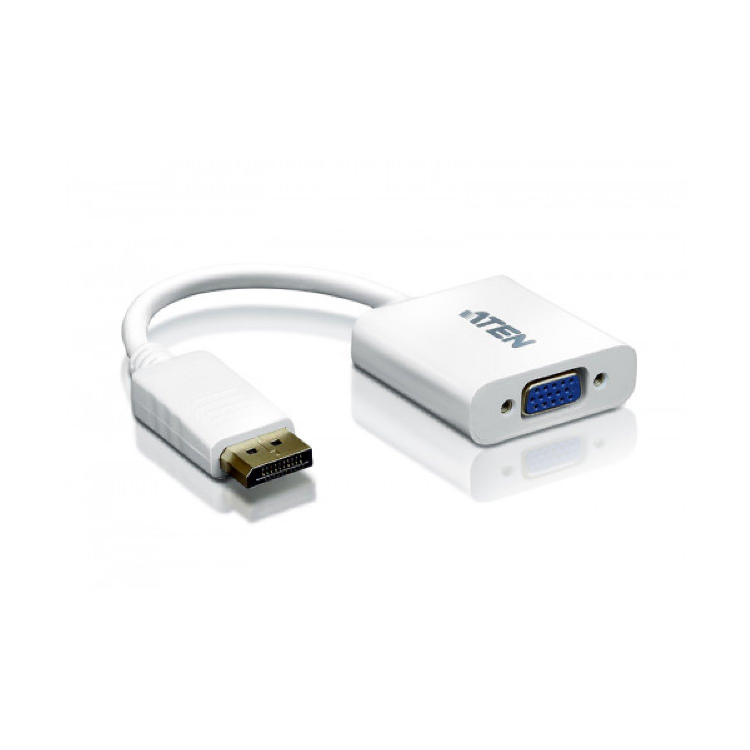 Aten · Adaptador DisplayPort a VGA · Conector DisplayPort Macho a VGA Hembra · Blanco