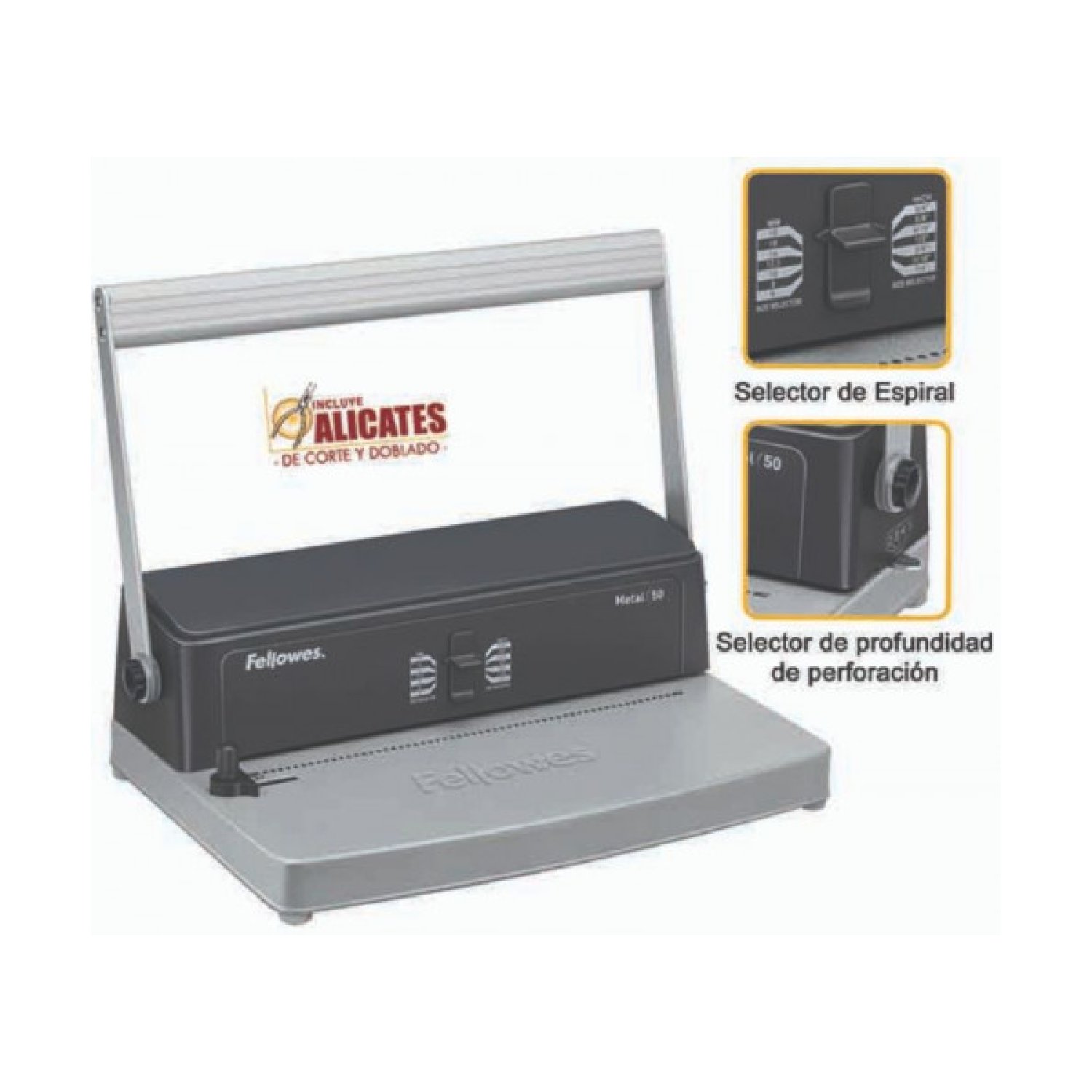 Fellowes · Encuadernadora Espiral Metálica · Capacidad 50 hojas · Espiral hasta 9/16"