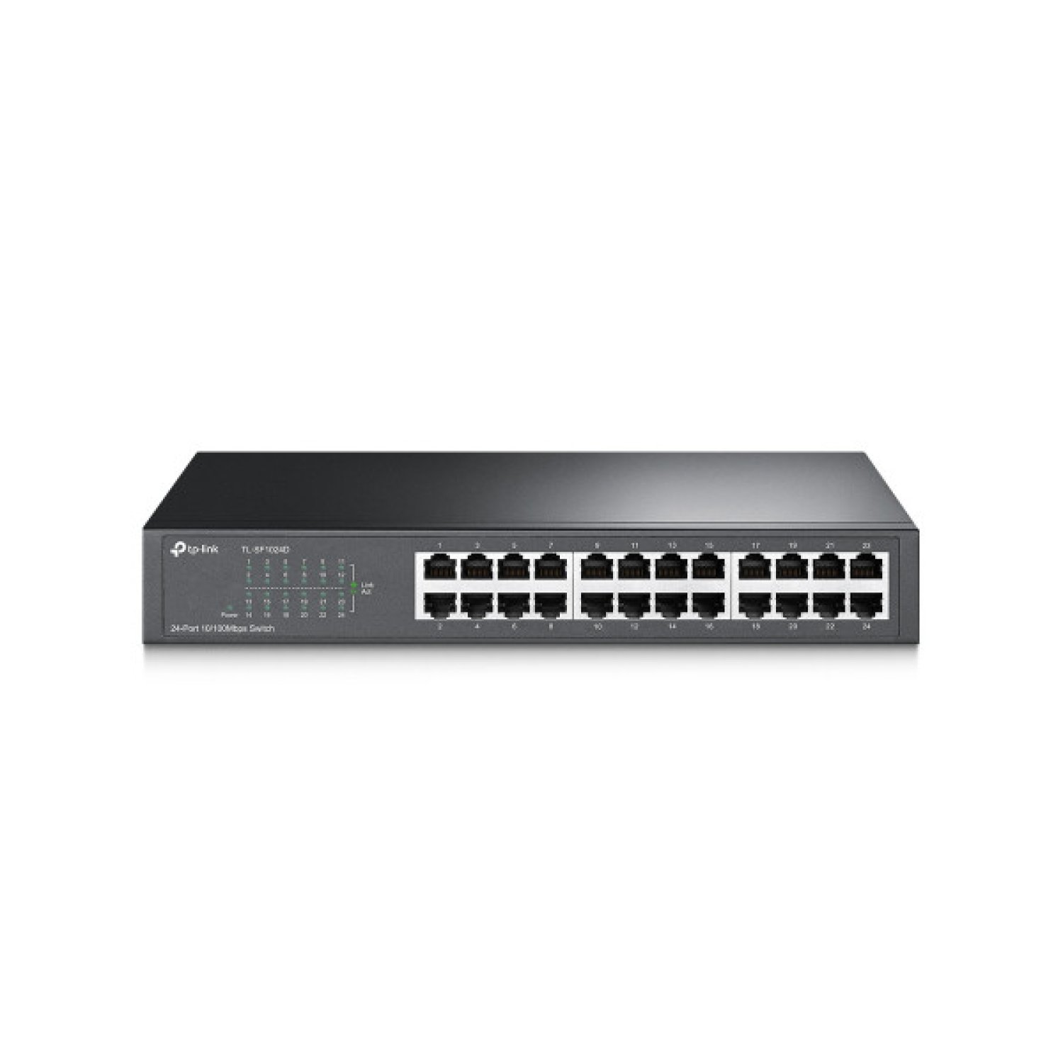 TP-LINK TL-SF1024D · Switch Fast Ethernet · 24 Puertos 10/100 Mbps · Negro
