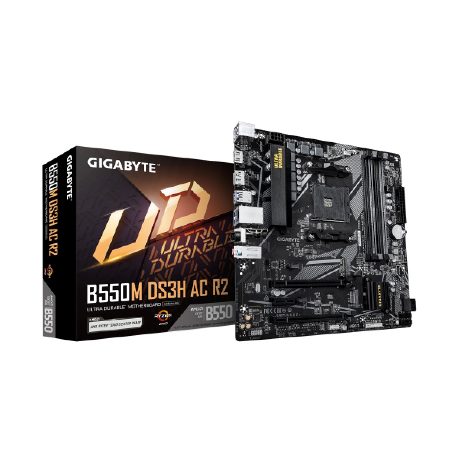 Gigabyte B550M DS3H AC R2 · AMD Ryzen 5000 · DDR4 4733 MHz · PCIe 4.0 · Wi-Fi 5