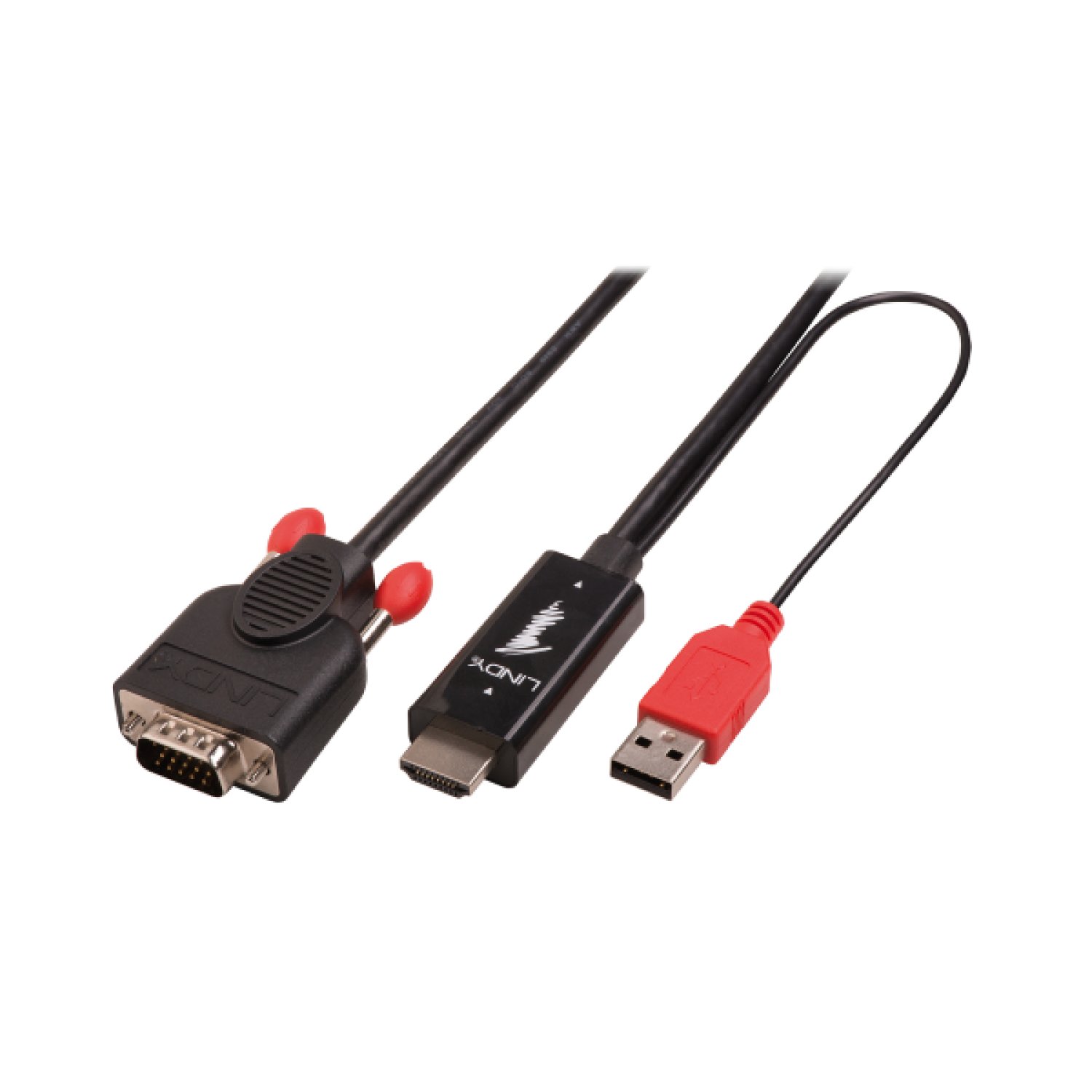 Lindy · Adaptador HDMI a VGA · 2m · Conectores D-Sub · Negro