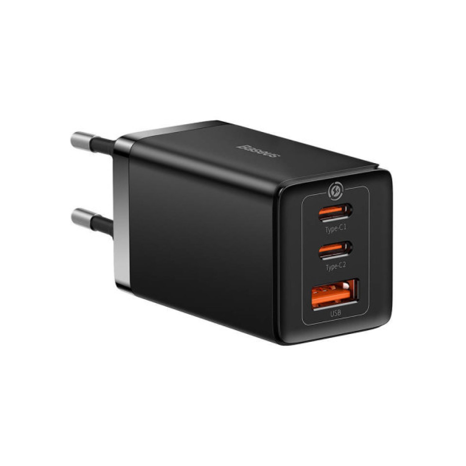 Baseus GAN5 Pro · Cargador Rápido 65W · 2 USB-C + 1 USB · Con Cable Type-C 1m · Negro