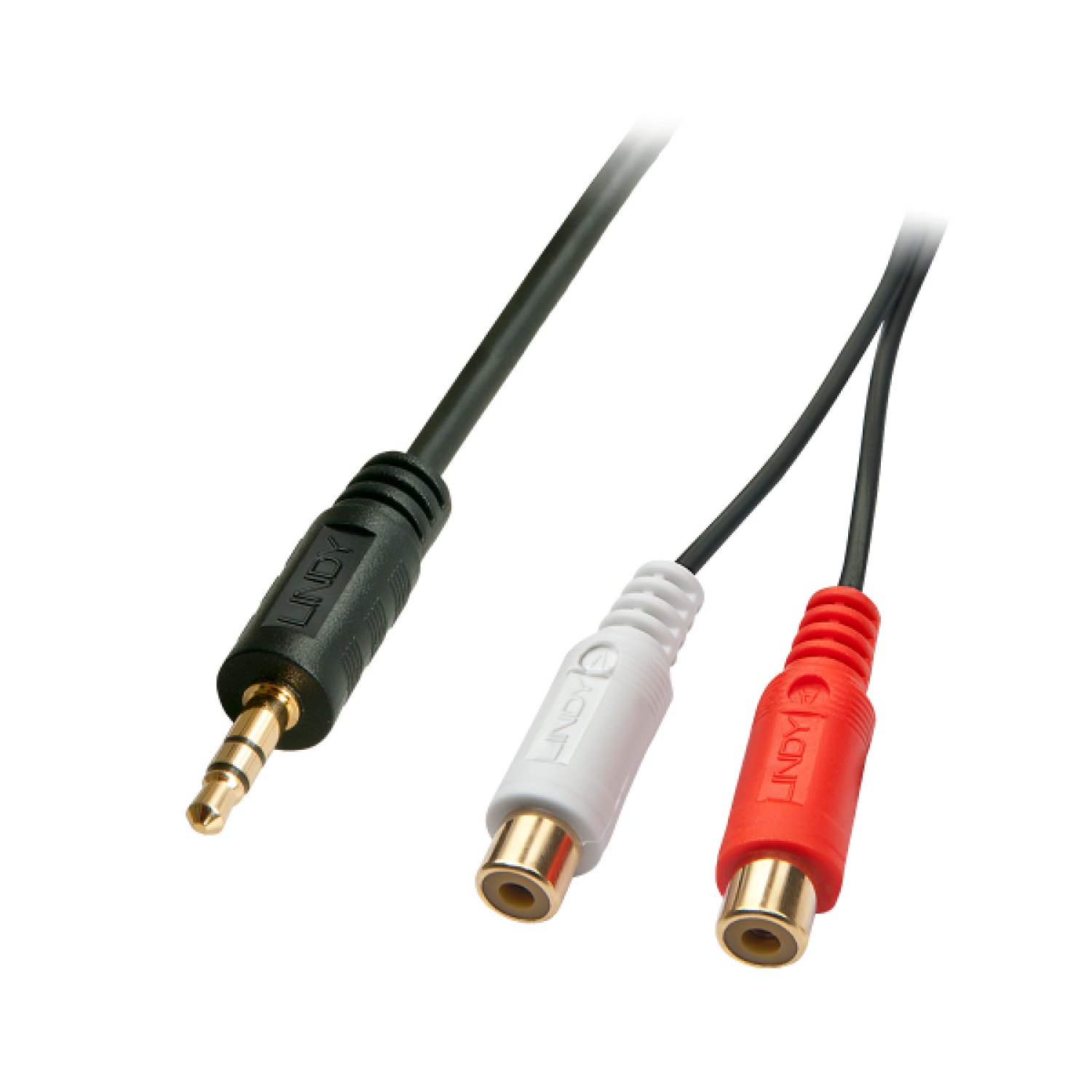 Lindy · Cable de Audio · 0,25m · 2 RCA a 3,5mm · Negro/Rojo/Blanco