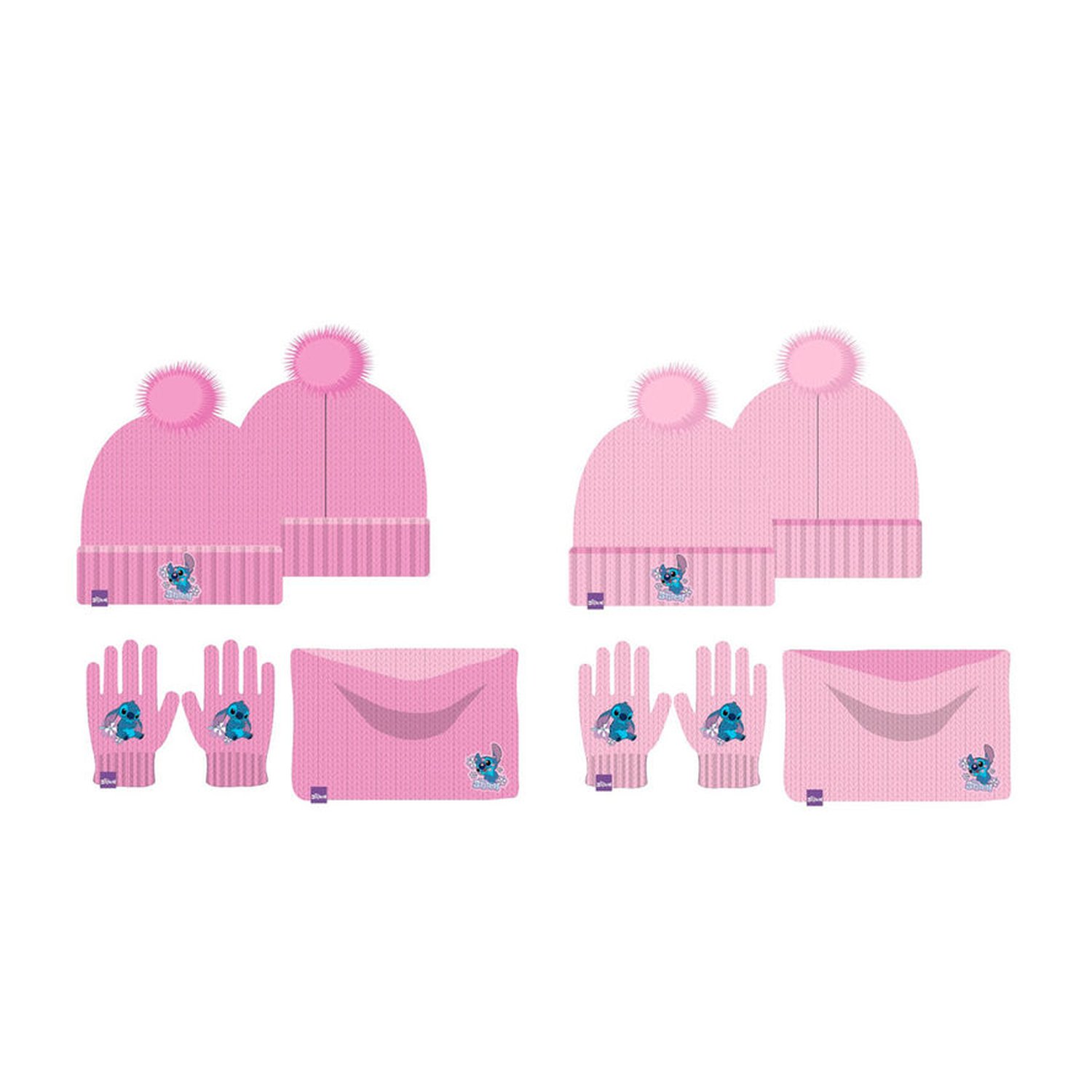 Conjunto gorro guantes braga cuello Stitch Disney infantil (6 Uds)