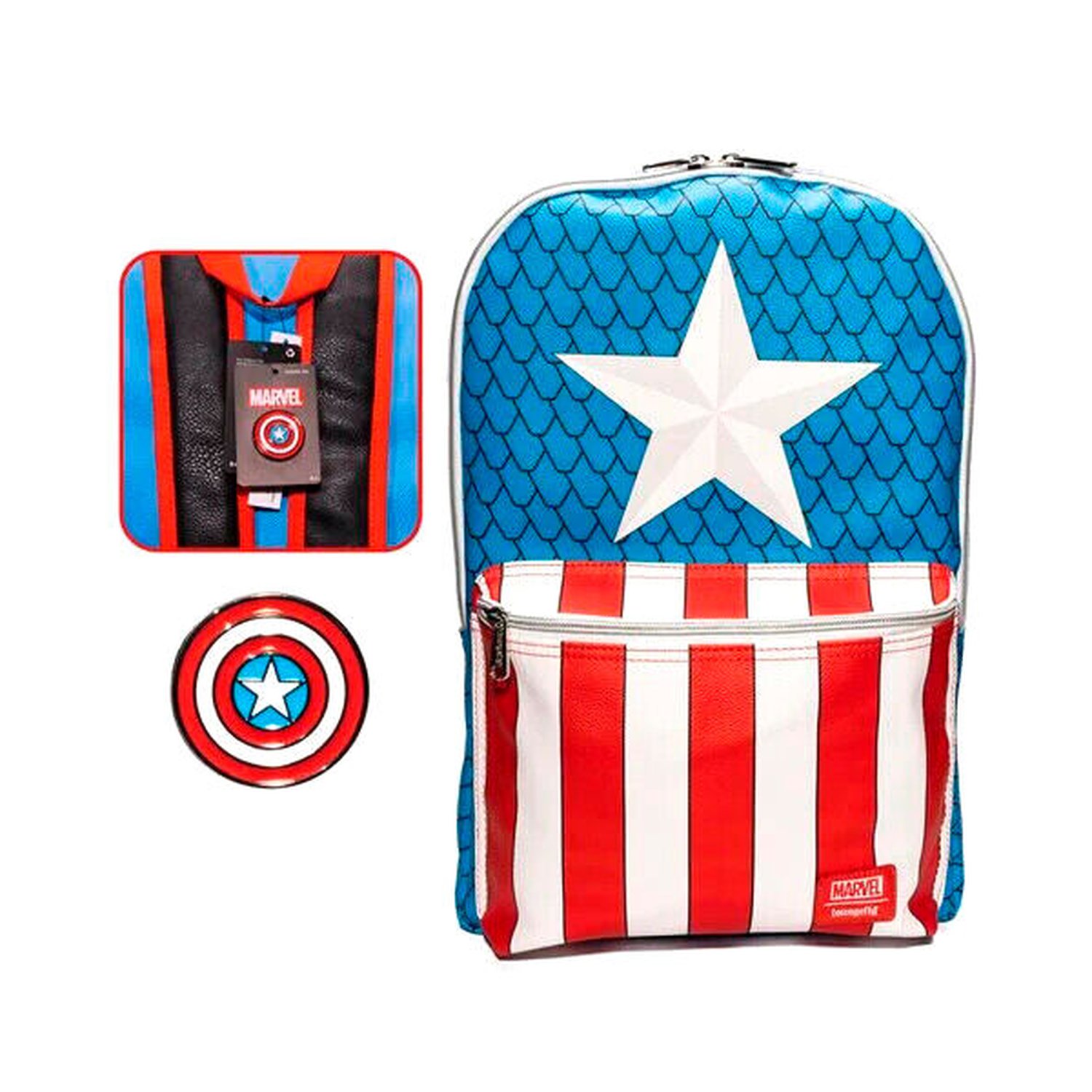 Mochila + pin Capitan America Marvel Loungefly 45cm