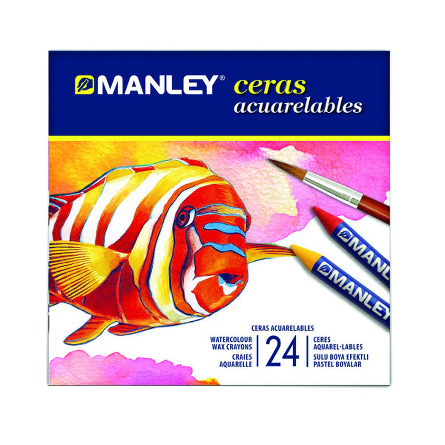 ESTUCHE 24 CERAS ACUARELABLES MANLEY MNQ00424